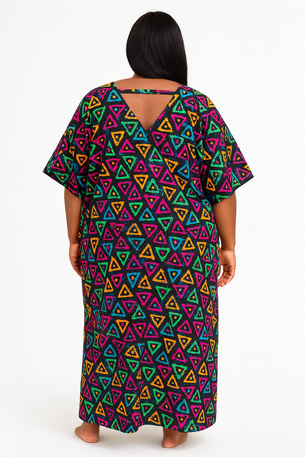 Multicolor Triangle Print Boubou – Free Size (Up to Size 14/16)
