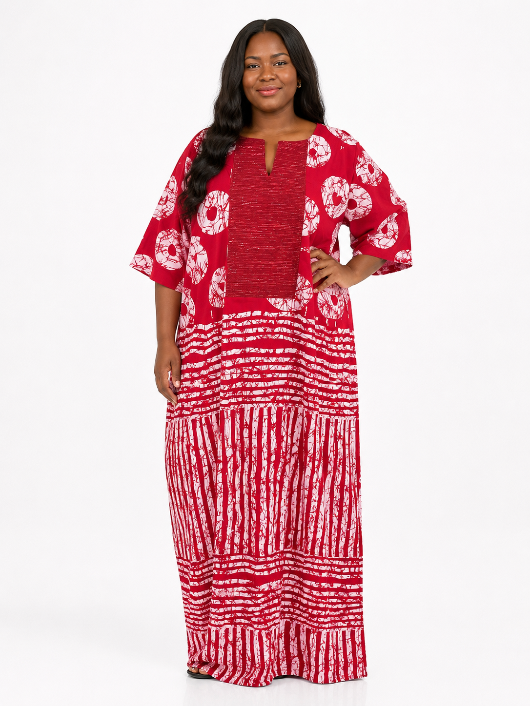 Ruby Royale Ankara Maxi Dress with Aso Oke Neckline & Scarf