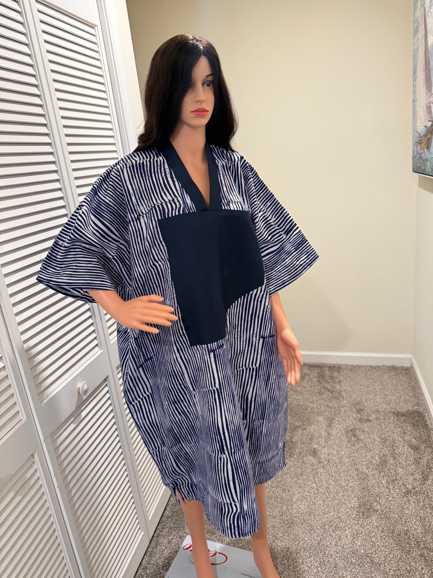 Ankara Bubu with Denim Neckline