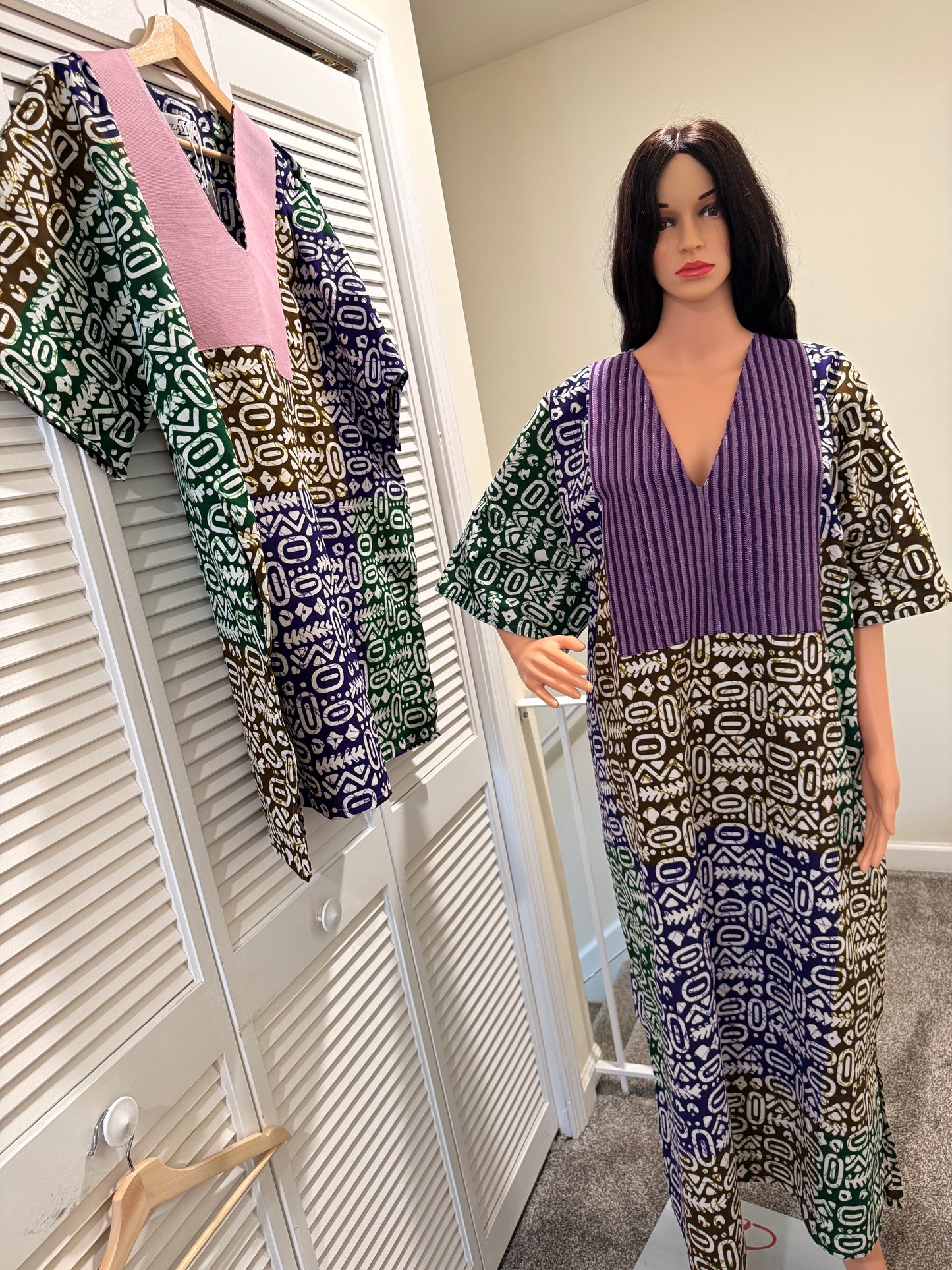Tribal Luxe Ankara Dress with Aso Oke Neckline