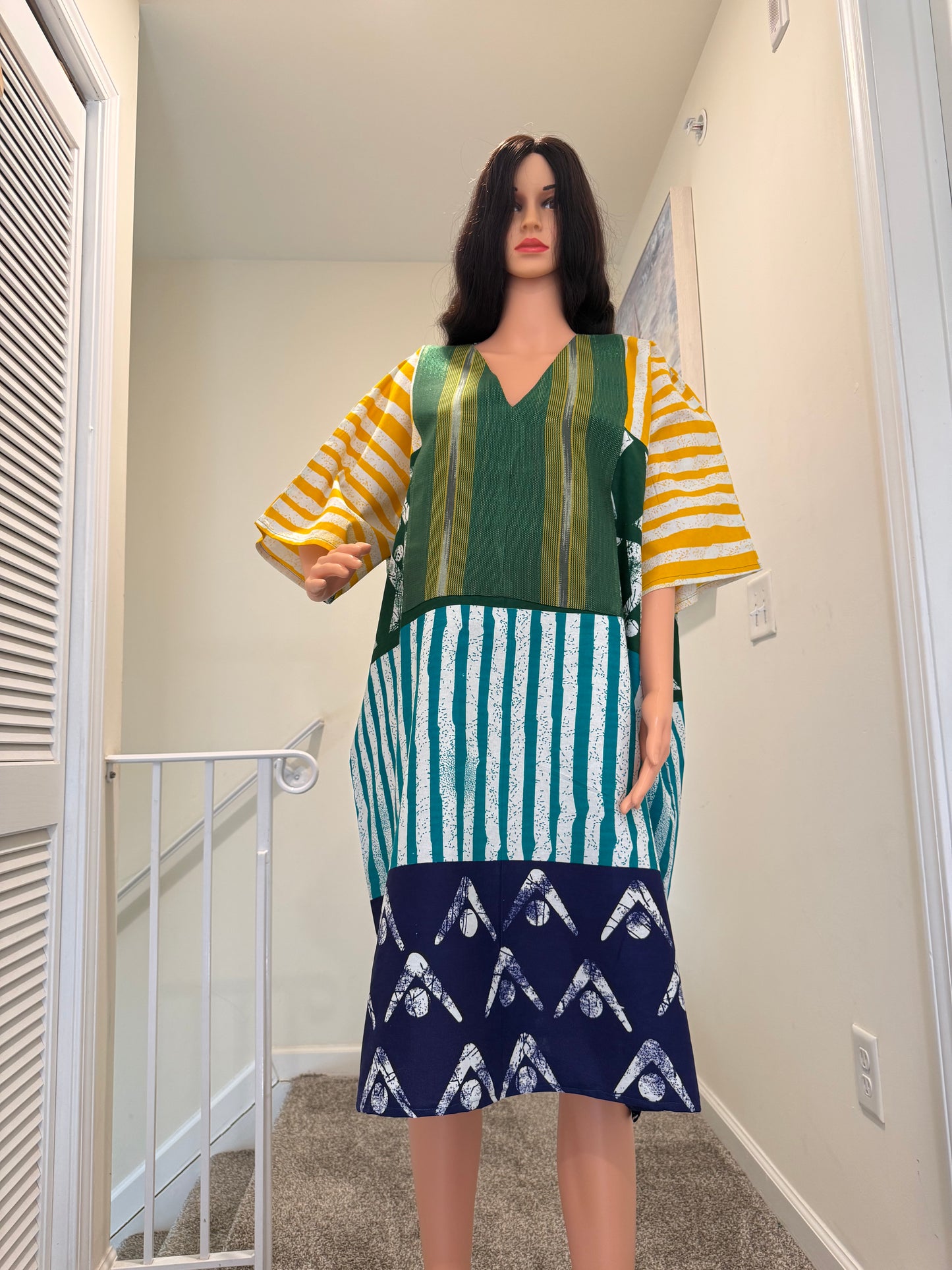 Tribe-Inspired Ankara Kaftan Dress – 100% Cotton