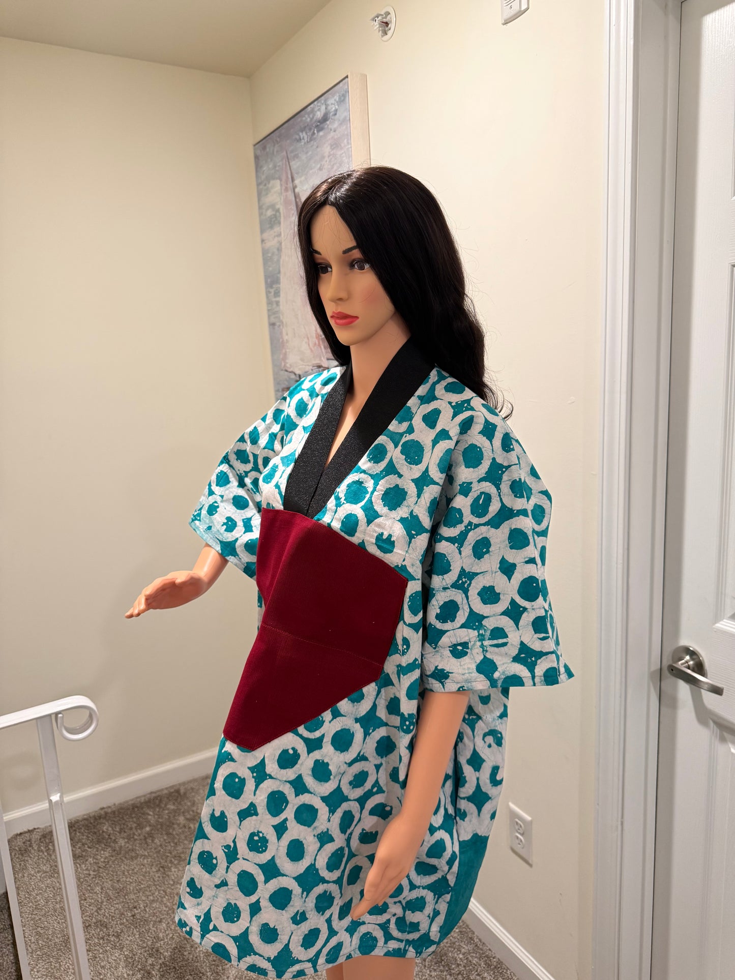 Adire Mini Bubu Dress with Aso Oke Detail