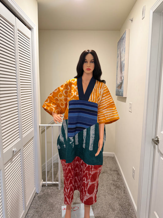 Adire Patchwork Kaftan Dress
