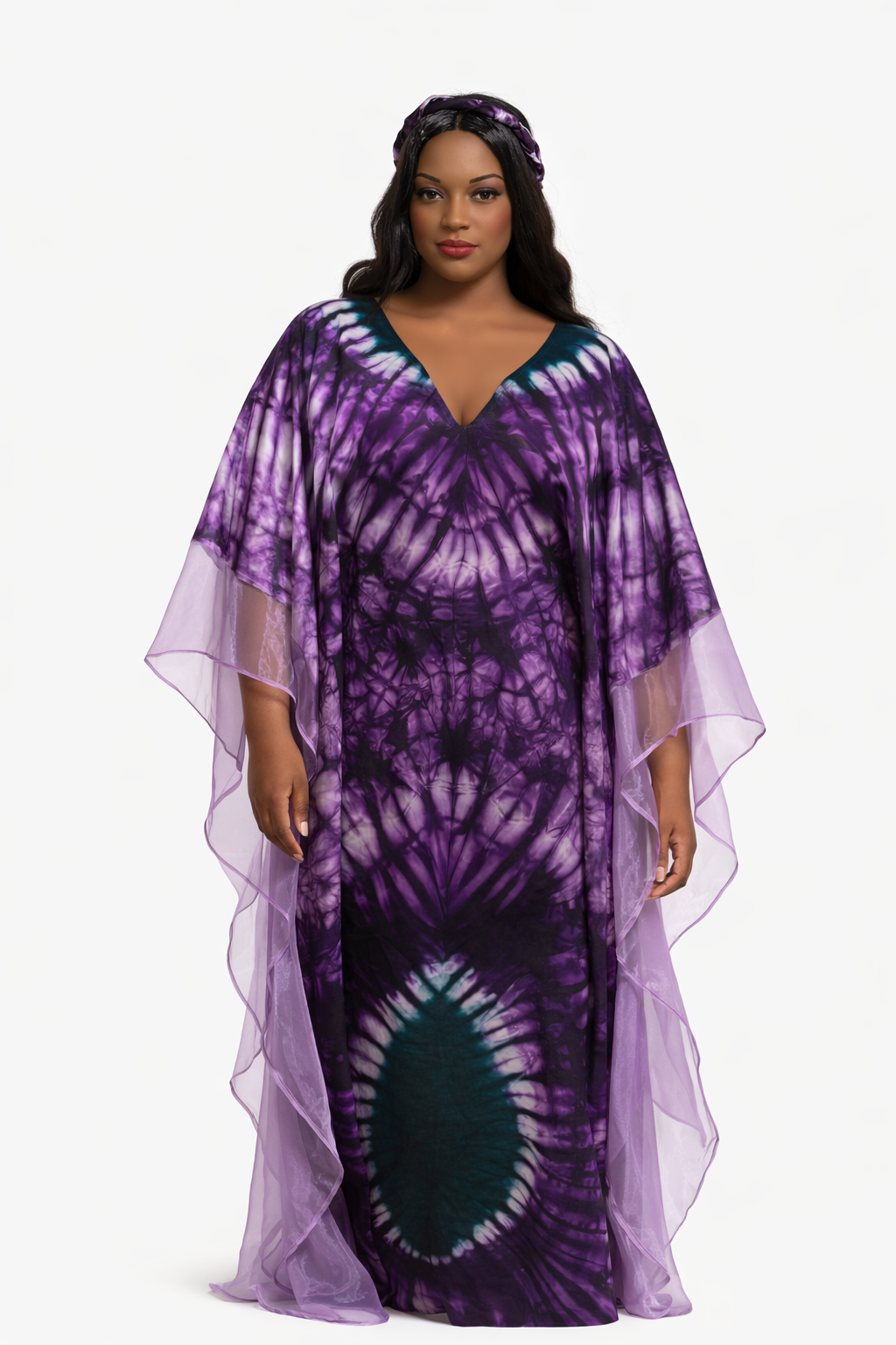 Royal Amethyst Silk Adire Kaftan