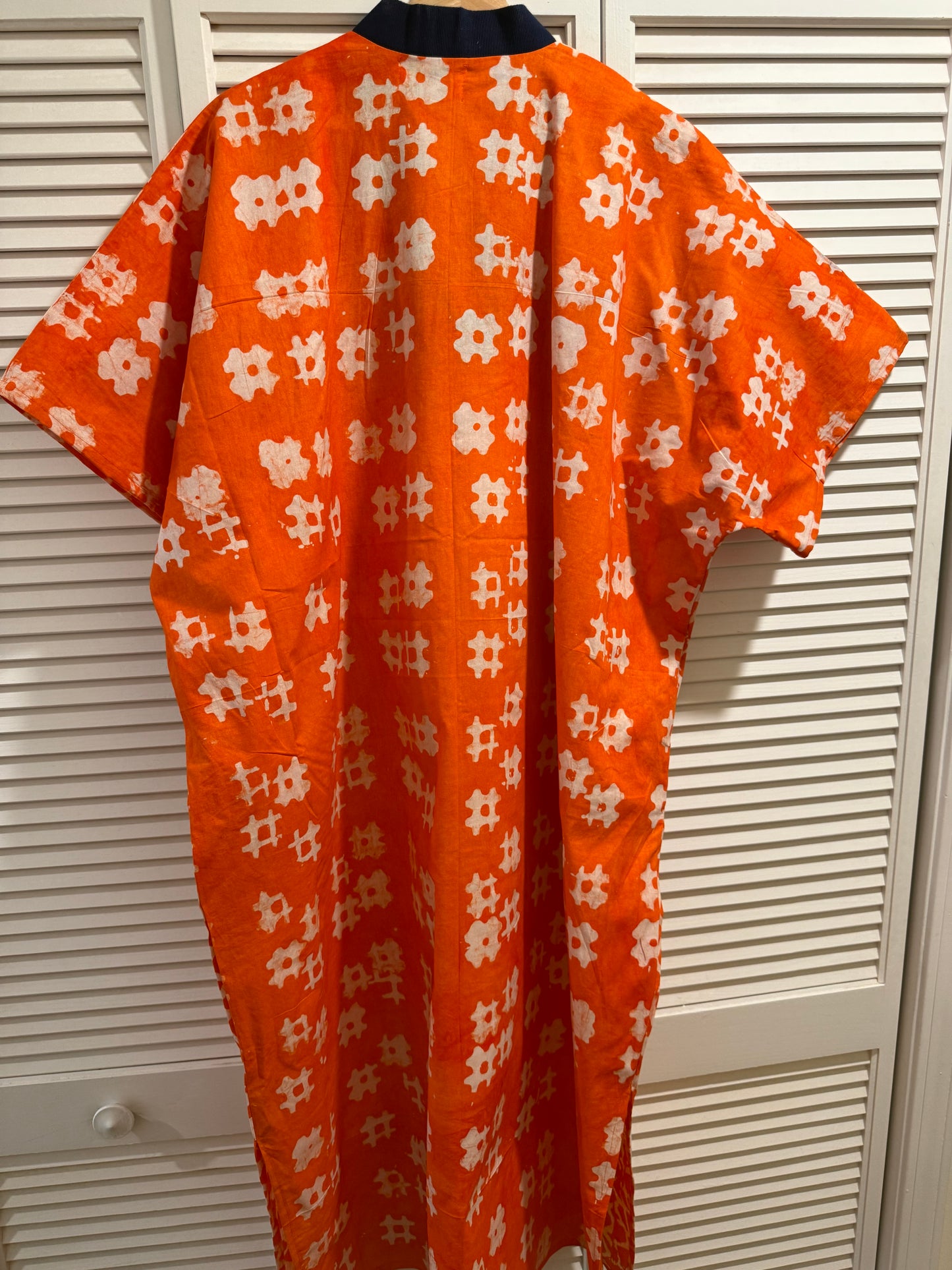 Adire Kaftan with Aso Oke Neckline