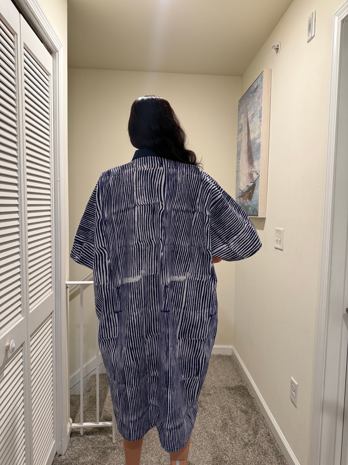 Ankara Bubu with Denim Neckline