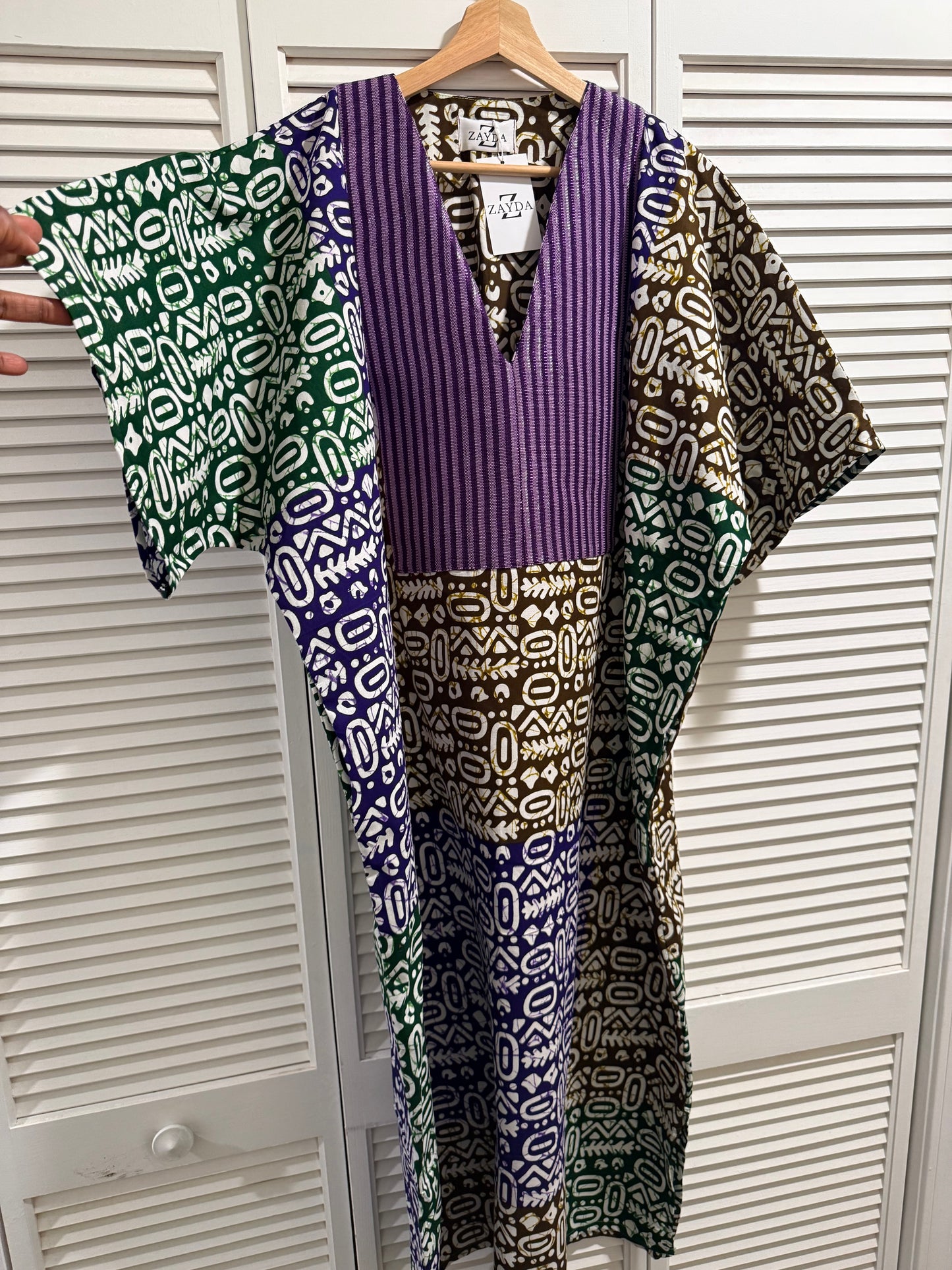 Tribal Luxe Ankara Kaftan Dress with Asooke Panel