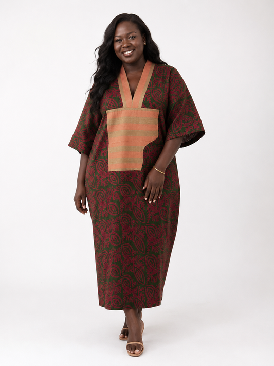 Adire X Aso Oke Kaftan