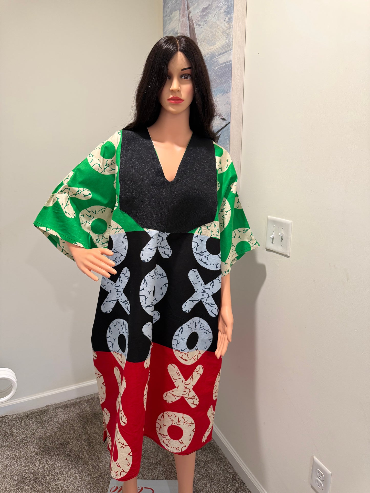 Classic Ankara Bubu Dress with Aso-Oke Neckline