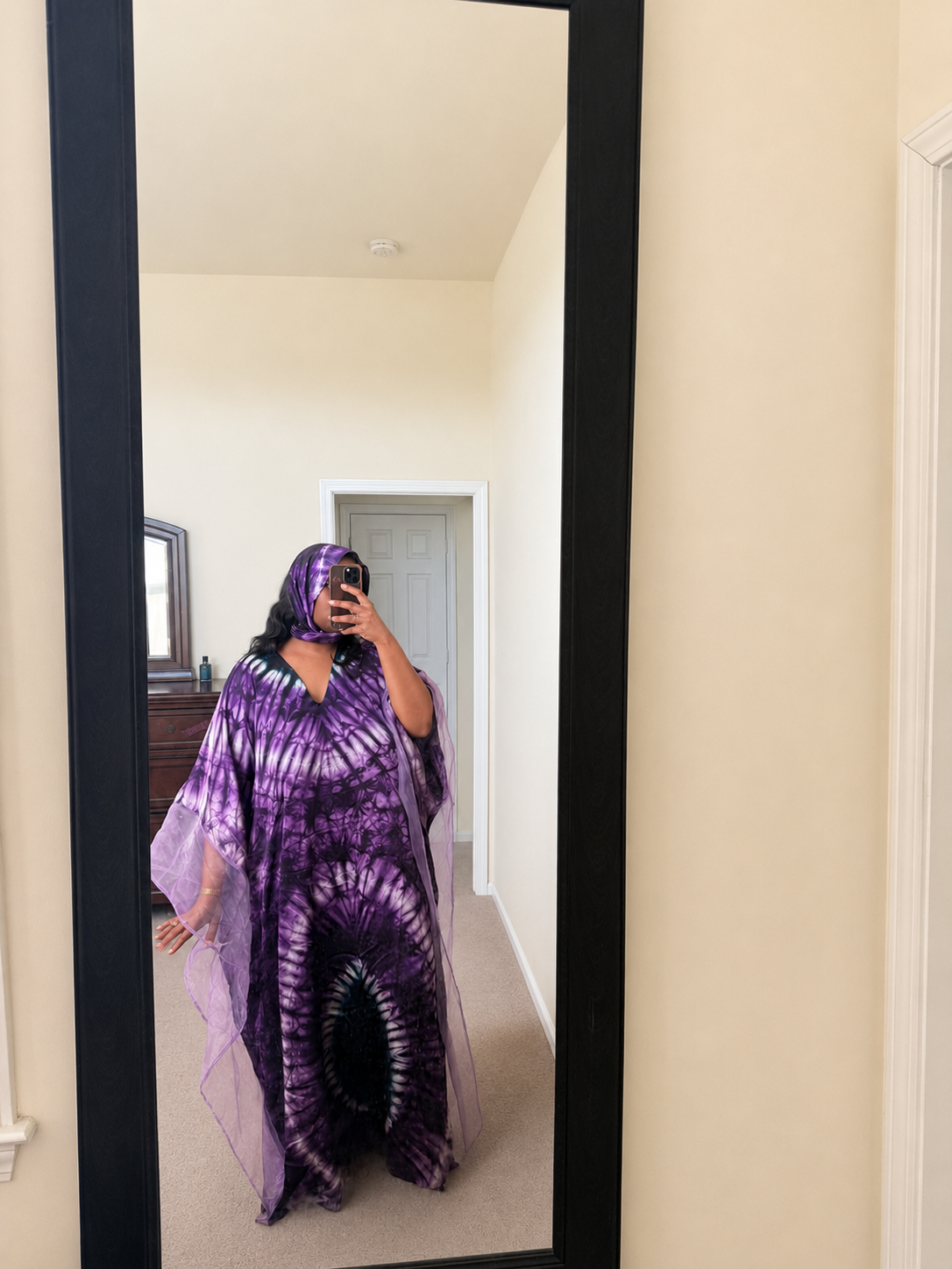 Royal Amethyst Silk Adire Kaftan