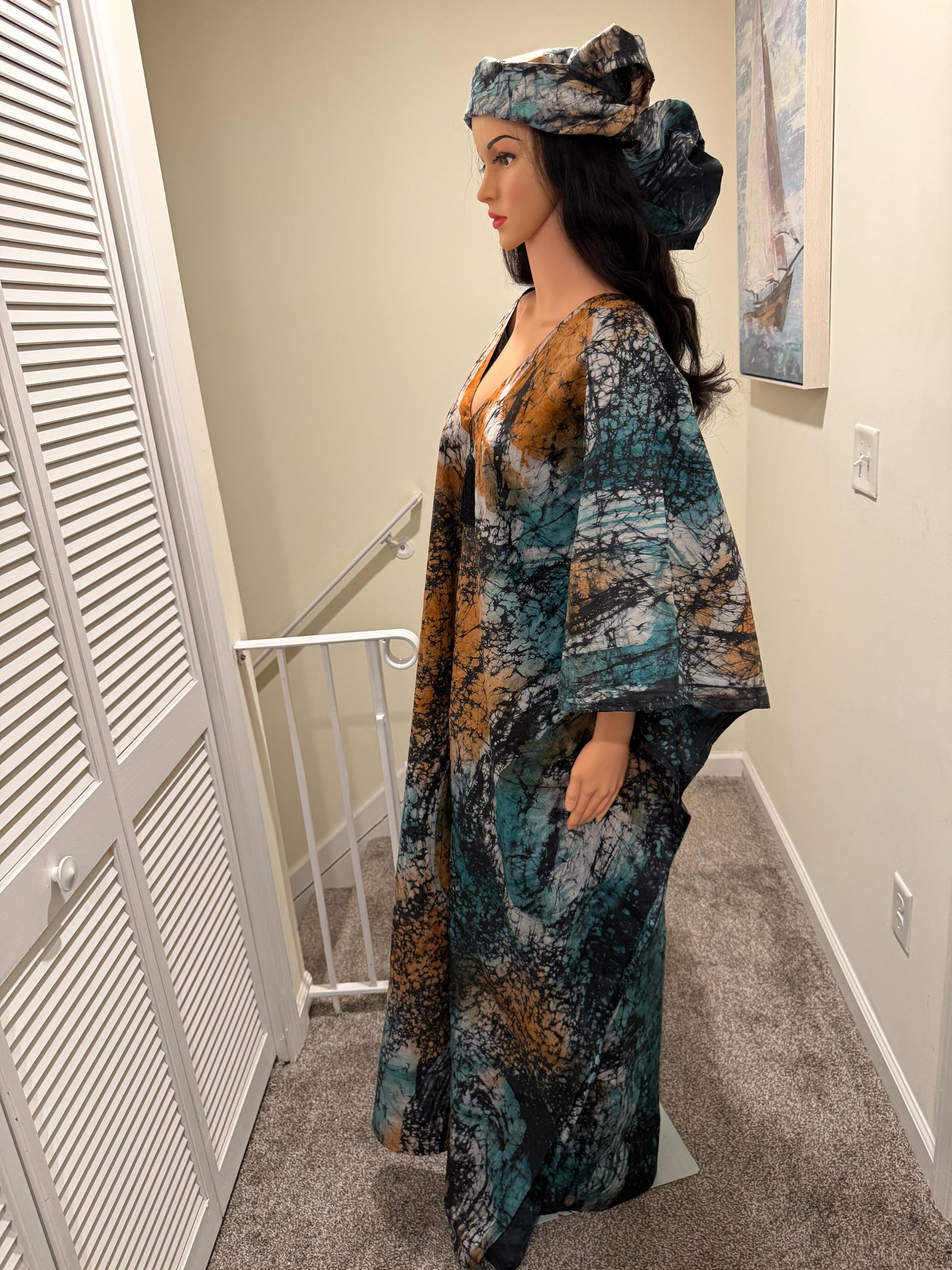 Adire Kaftan with HeadScarf