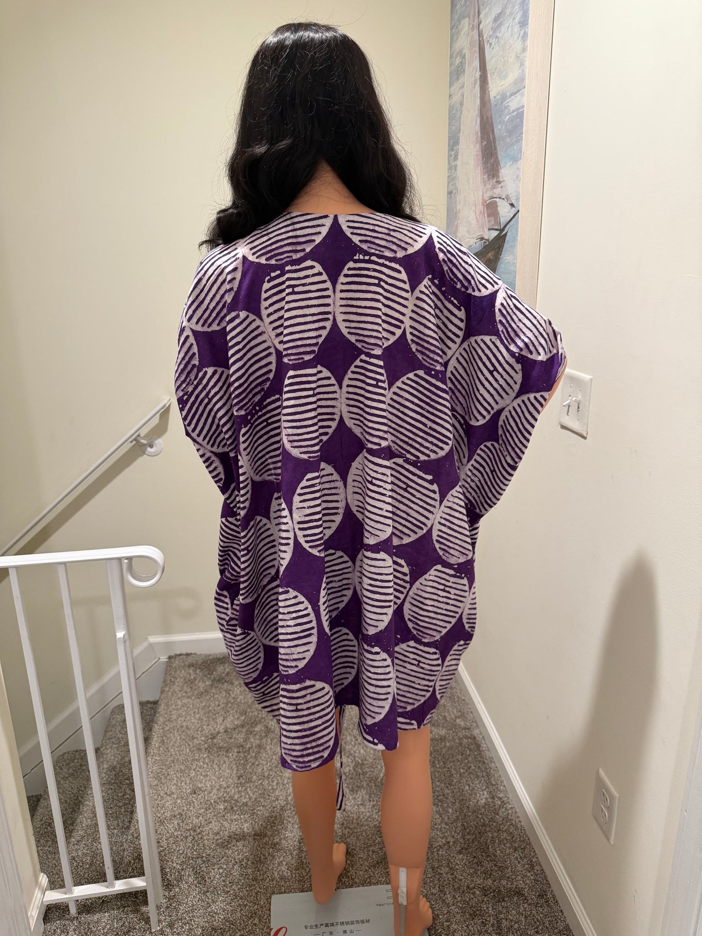 Purple Drawstring Kaftan Dress/Tunic – Adjustable Fit (S–XL)