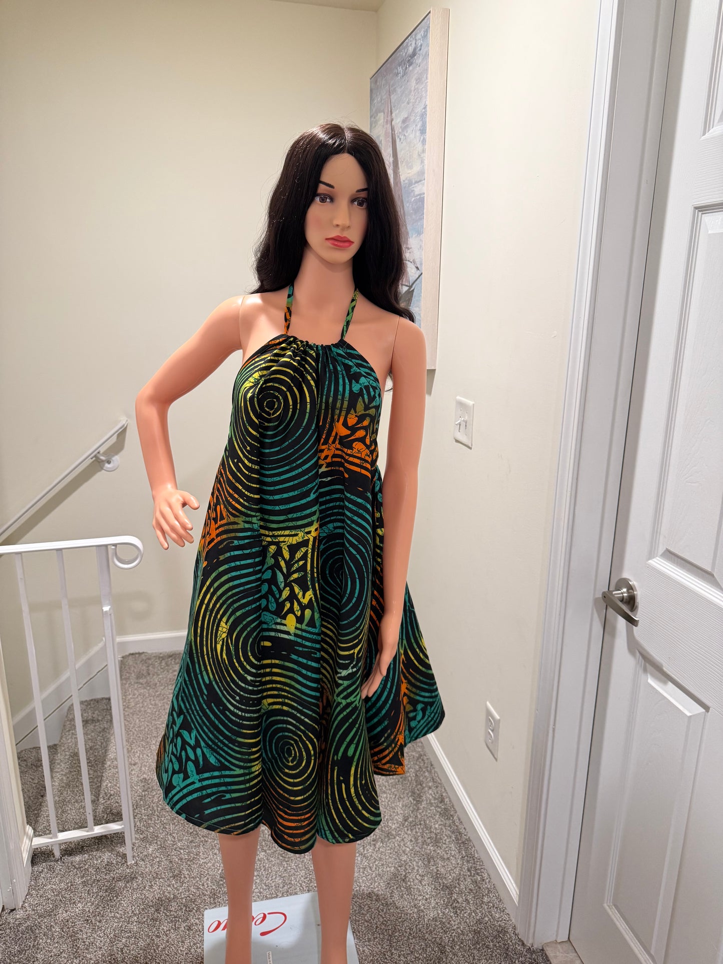 Marie Ankara Halter Flare Dress