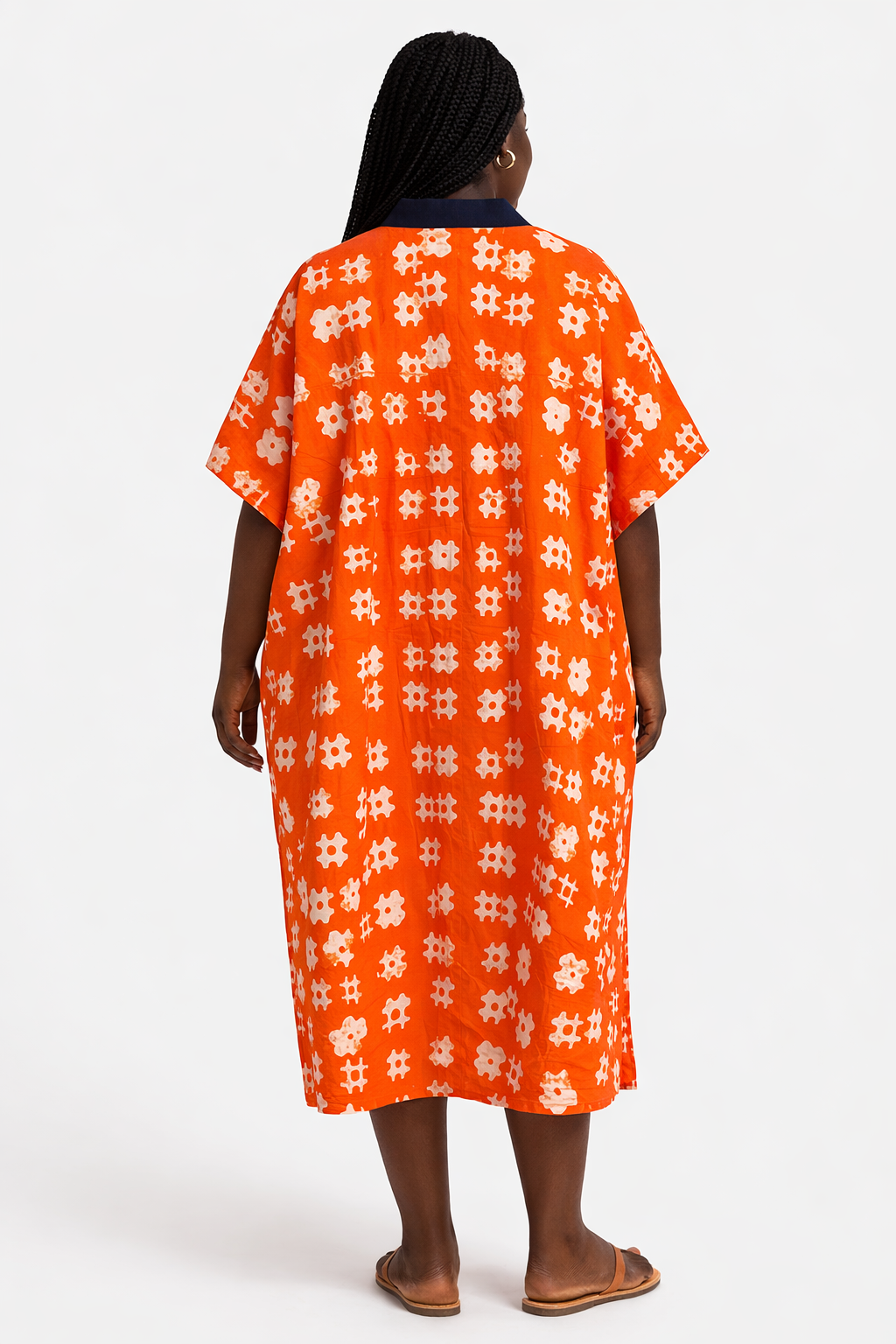 Adire Kaftan with Aso Oke Neckline