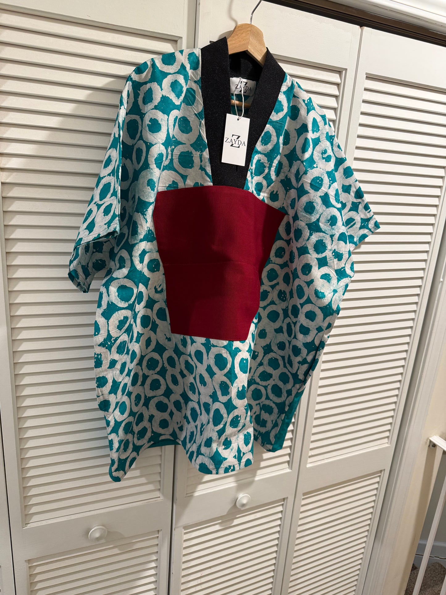 Adire Mini Bubu Dress with Aso Oke Detail