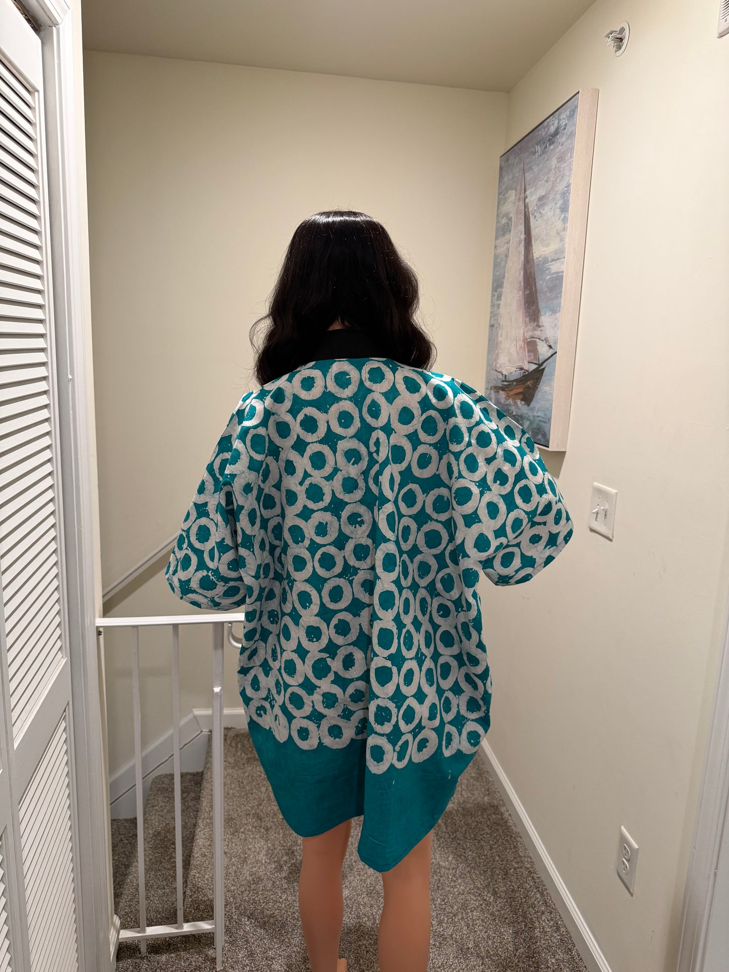 Adire Mini Bubu Dress with Aso Oke Detail