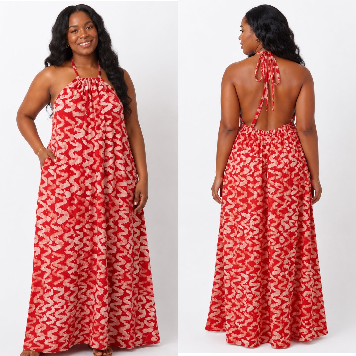 Adire Backless Maxi Dress