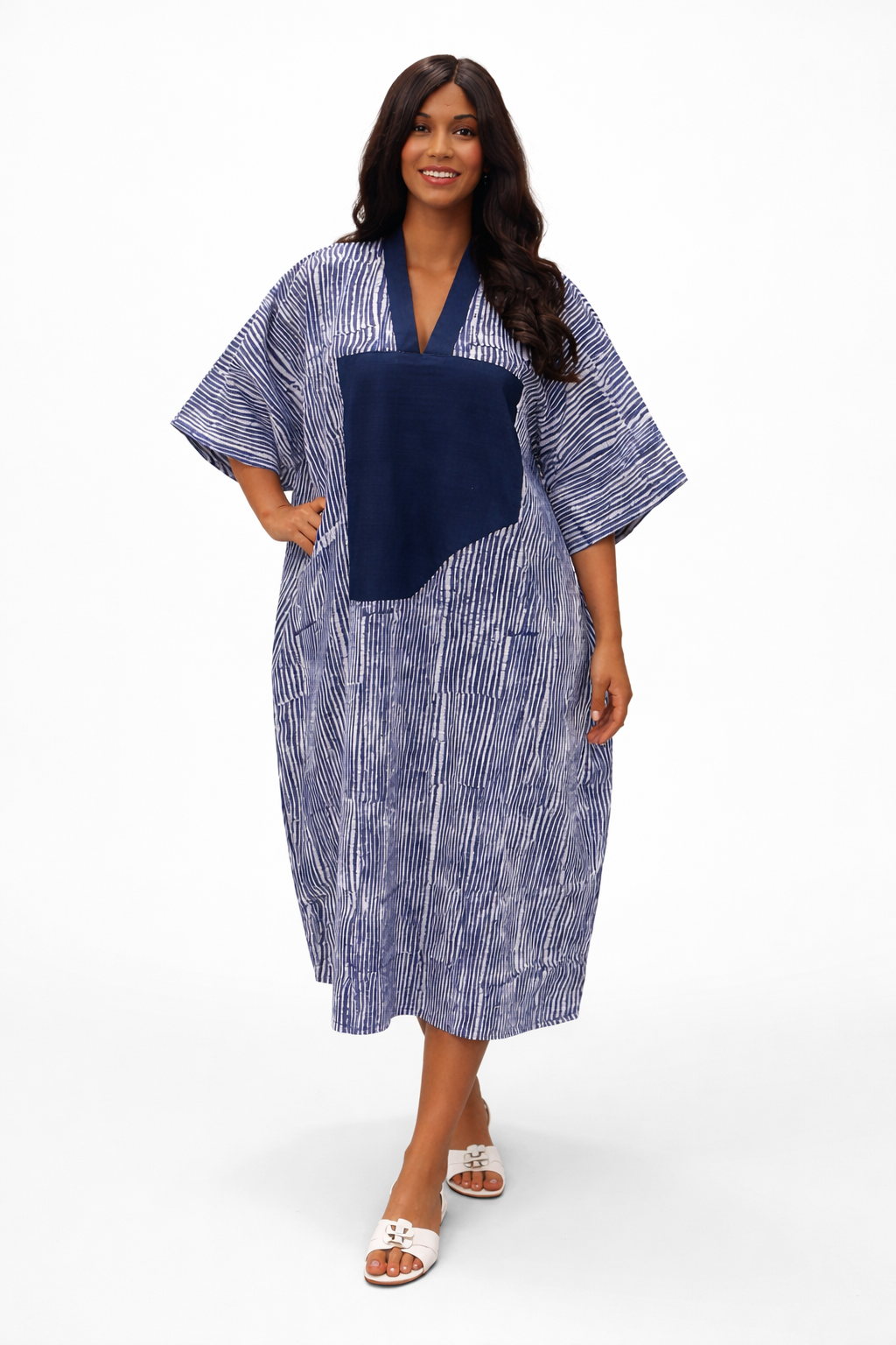 Ankara Bubu with Denim Neckline