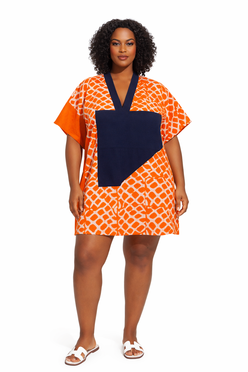 Adire Mini Bubu Dress with Asooke Neckline