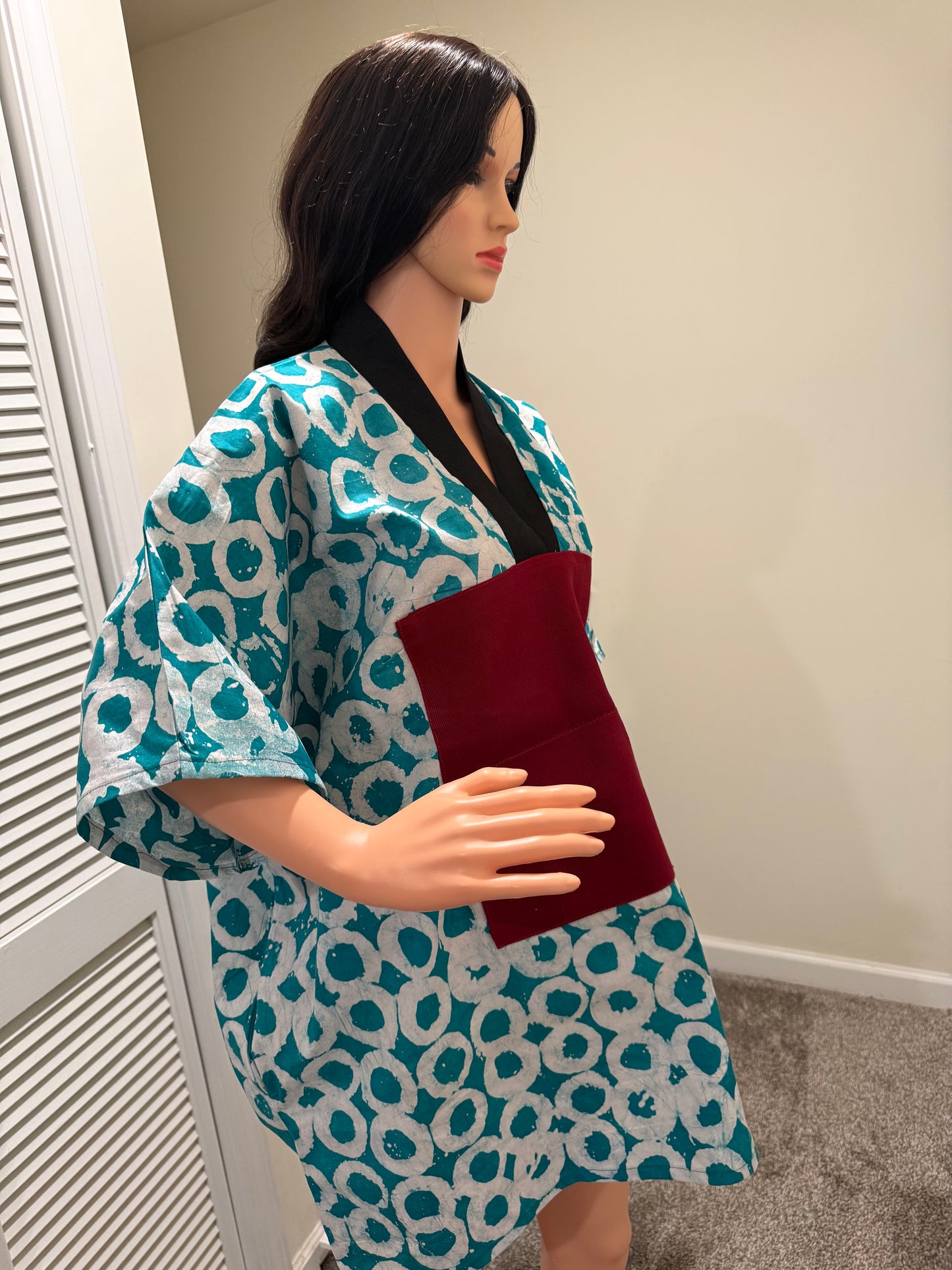 Adire Mini Bubu Dress with Aso Oke Detail