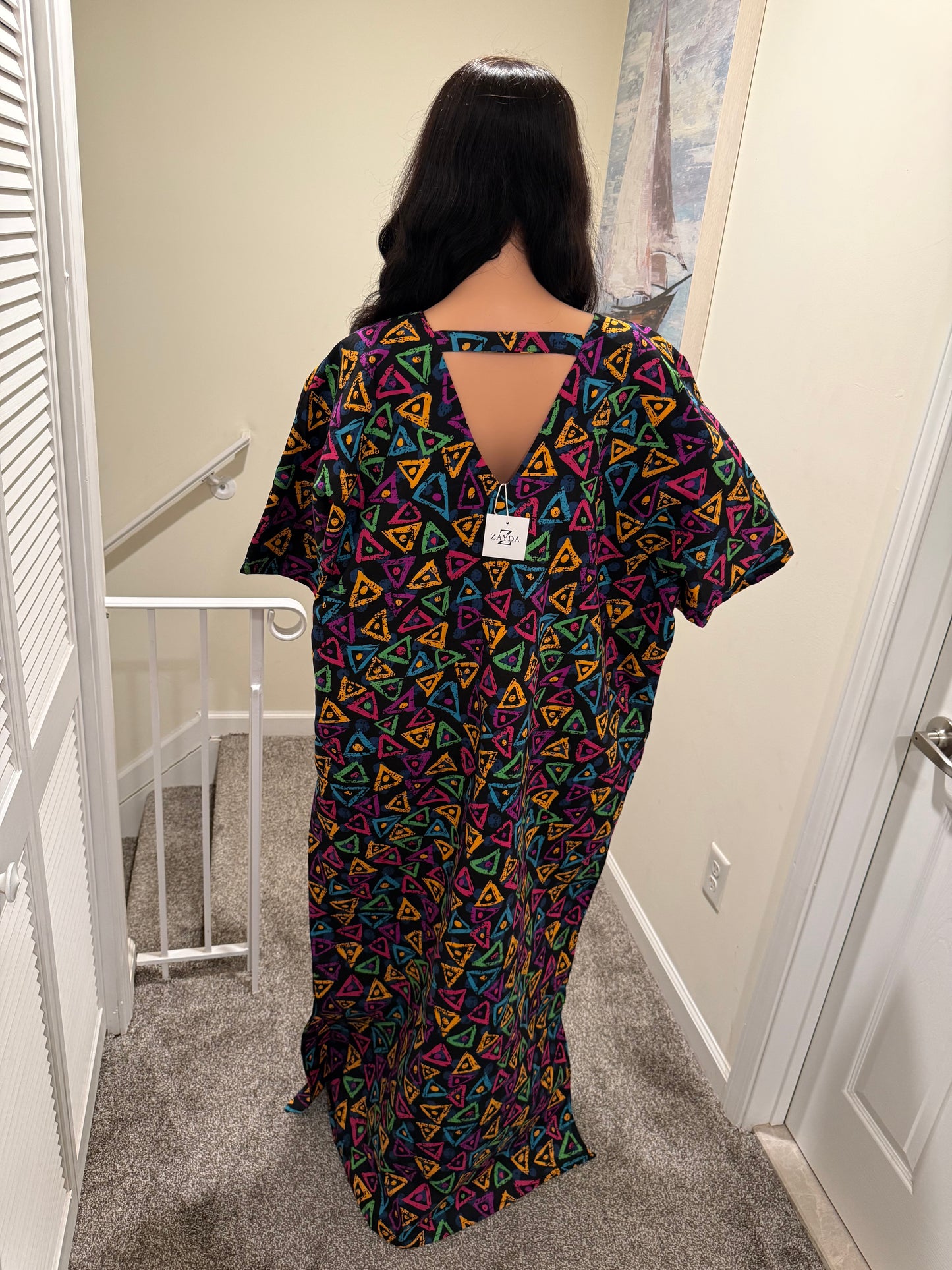 Multicolor Triangle Print Boubou – Free Size (Up to Size 14/16)