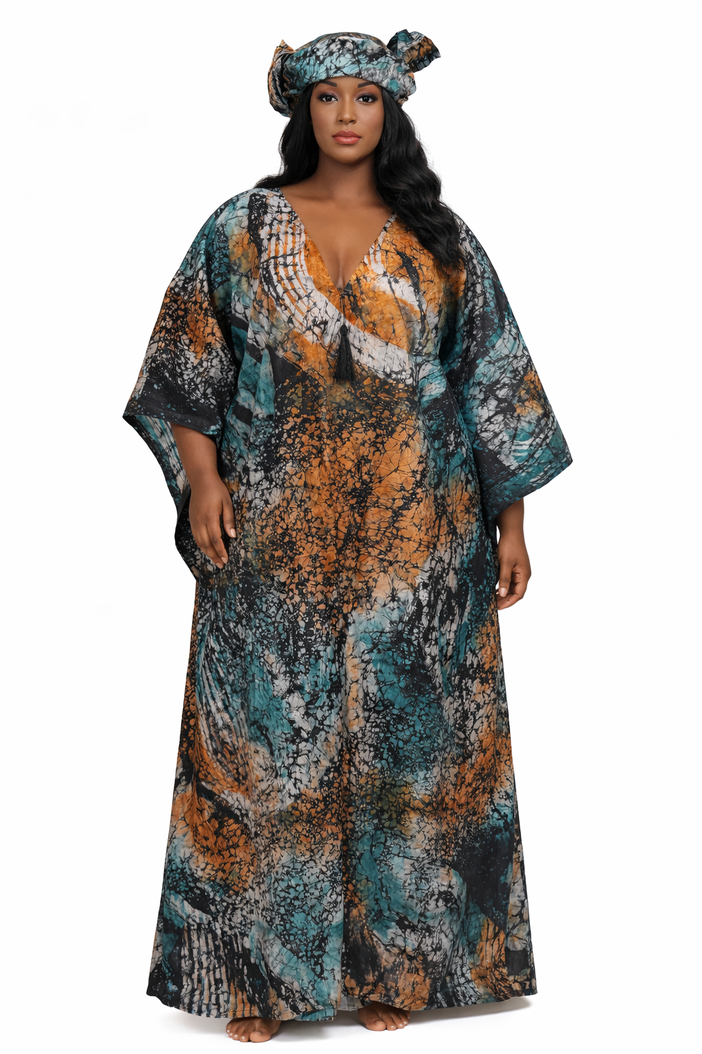 Adire Kaftan with HeadScarf