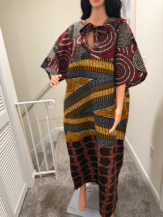 Mixed Ankara Statement Kaftan – One-of-a-Kind Details