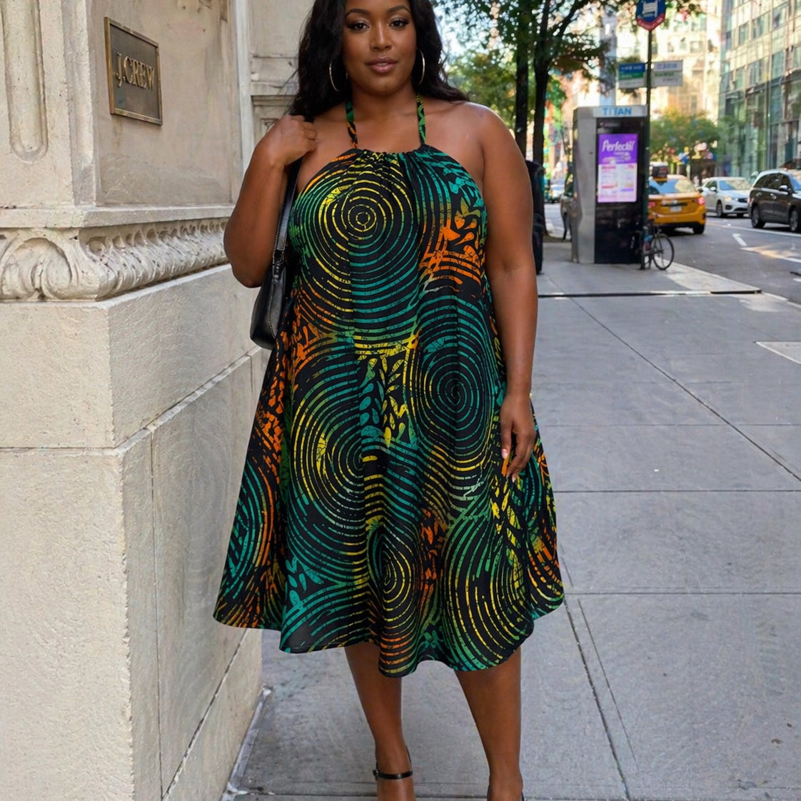 Marie Ankara Halter Flare Dress
