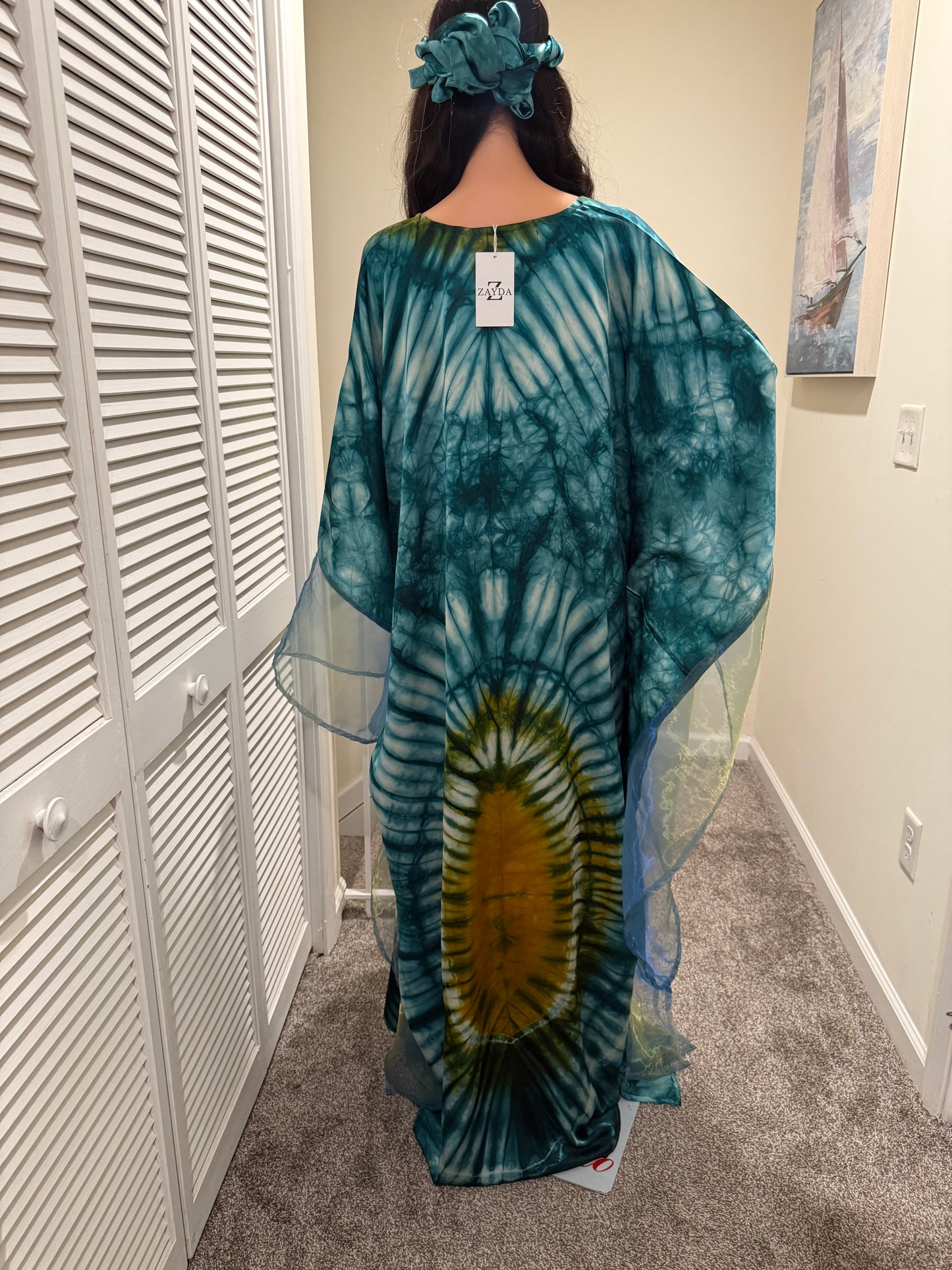Emerald Silk Adire Kaftan
