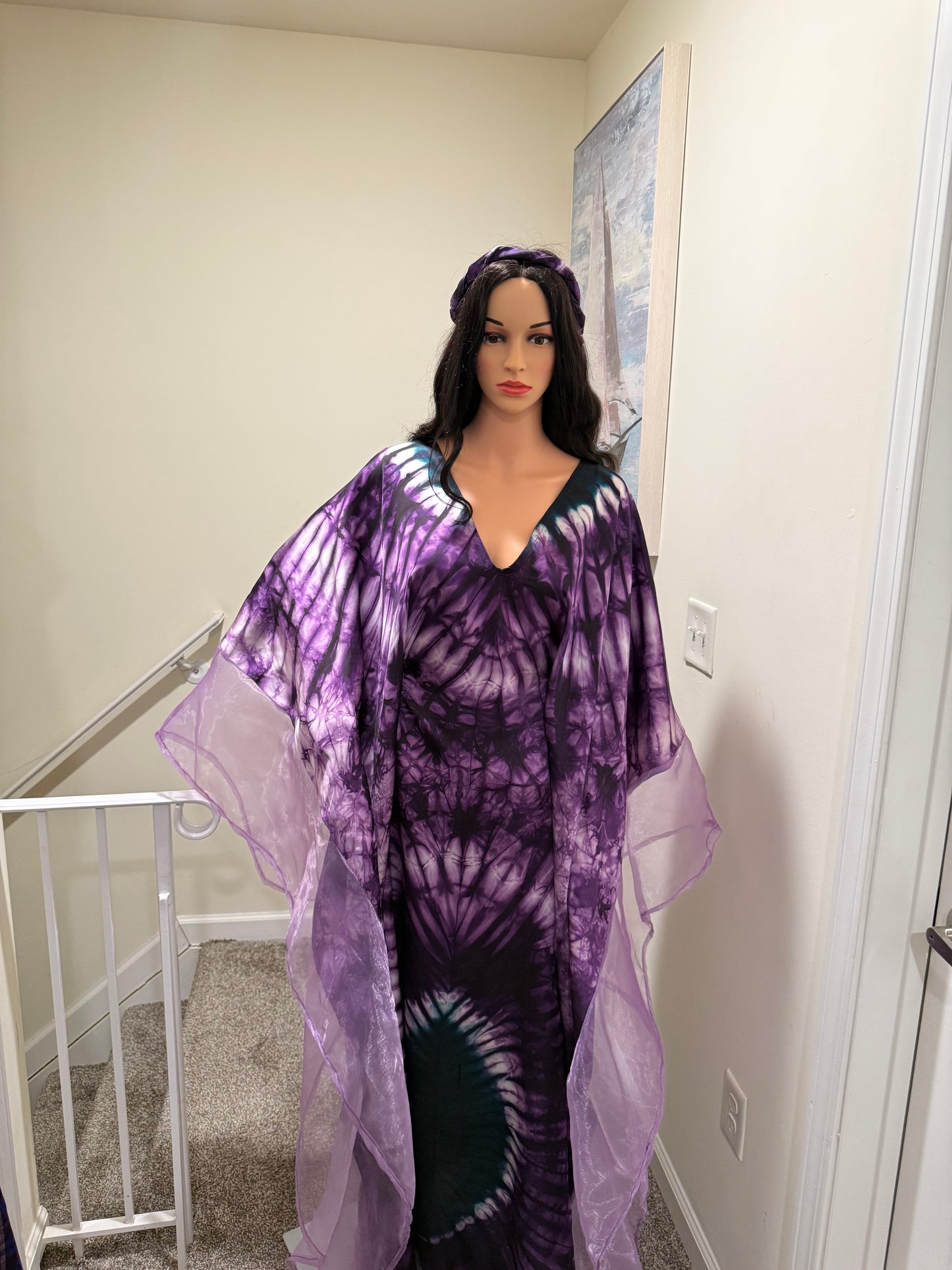Royal Amethyst Silk Adire Kaftan