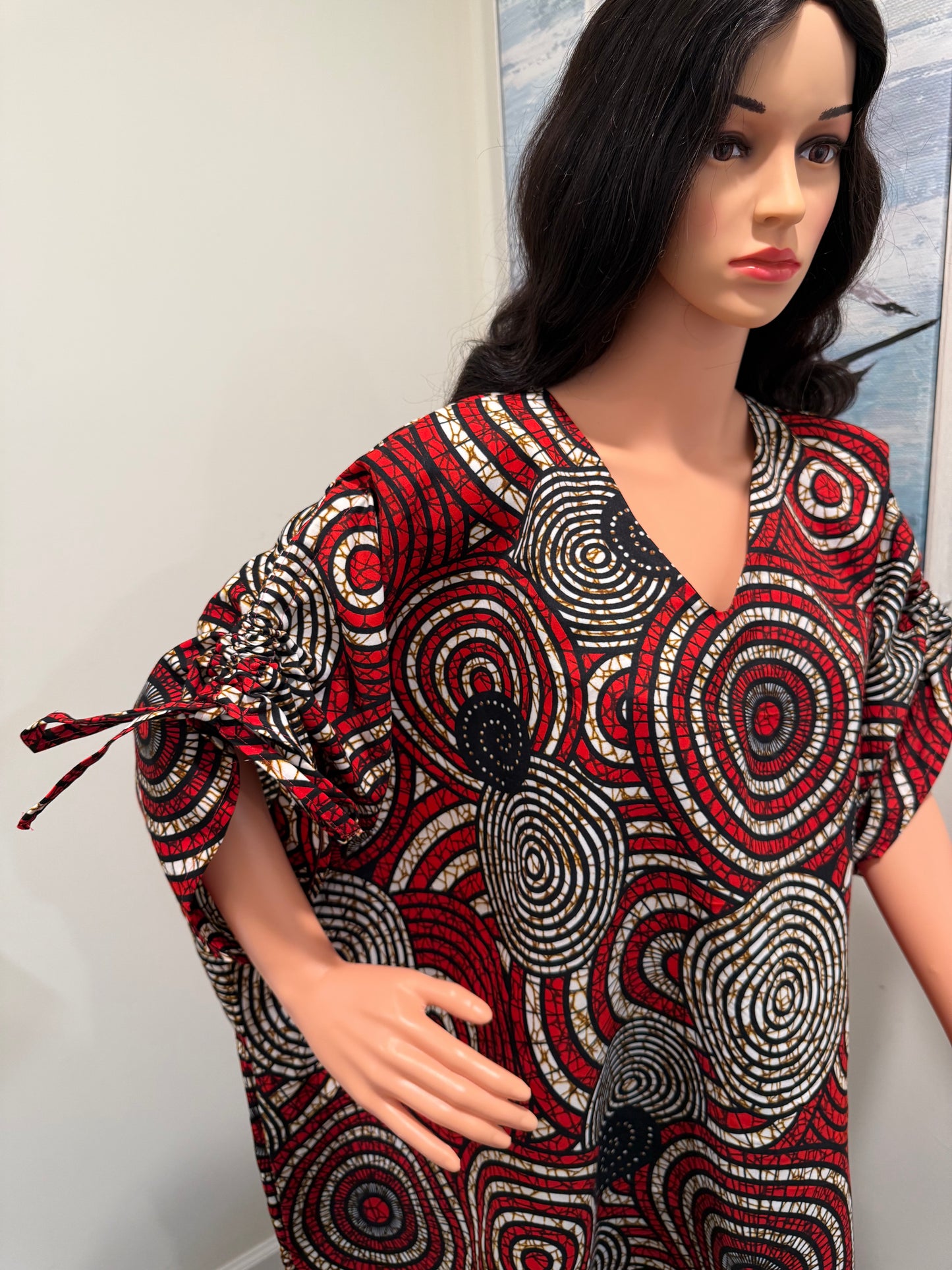 Swirl Print Kaftan with Head Tie