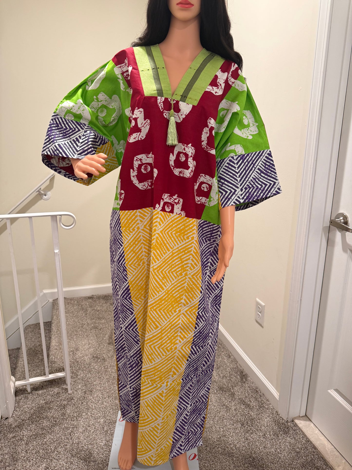 Ankara Kaftan Dress | Asọ Òkè Neckline | Adire Print | Zayda RTW