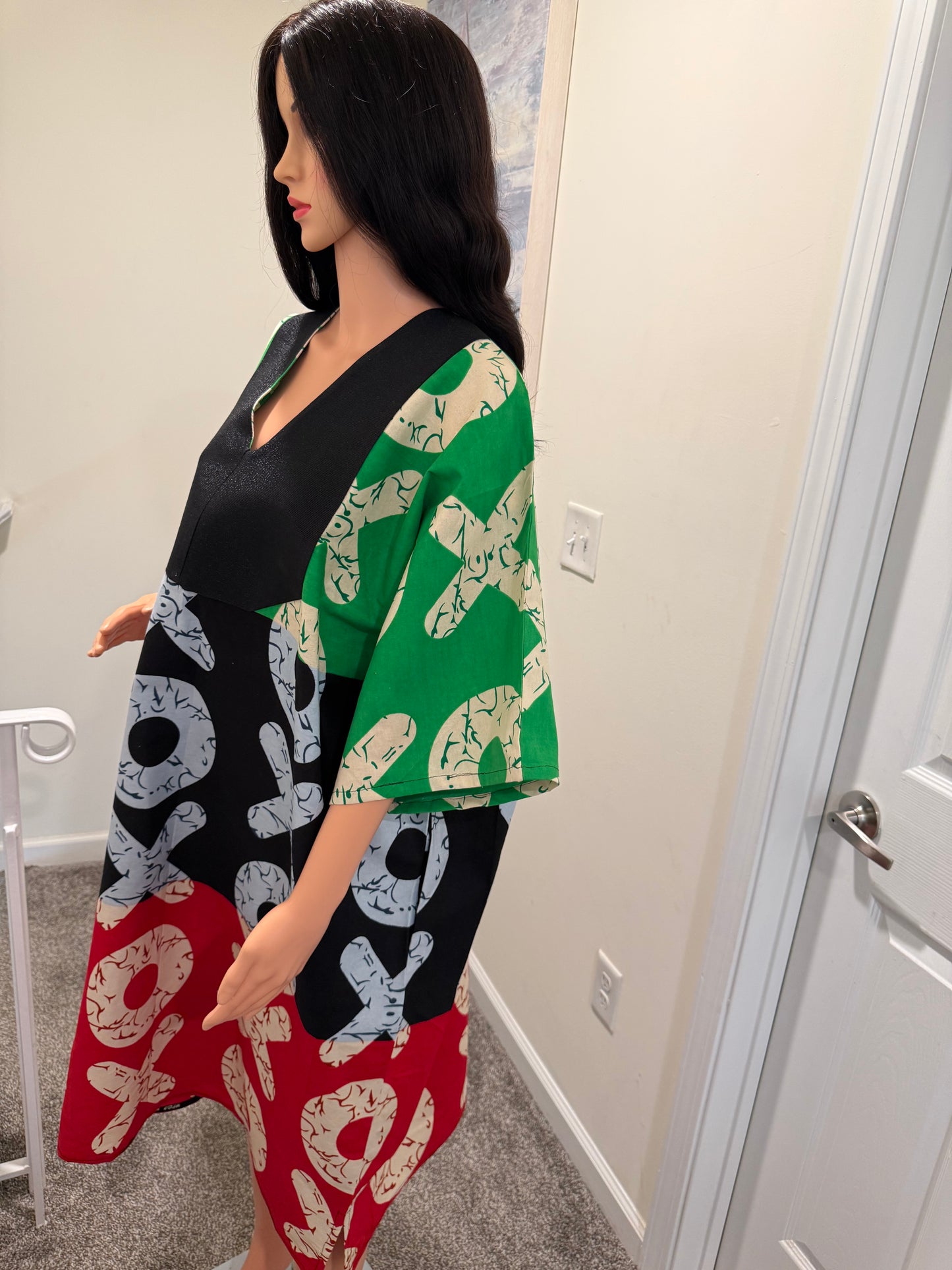 Classic Ankara Bubu Dress with Aso-Oke Neckline