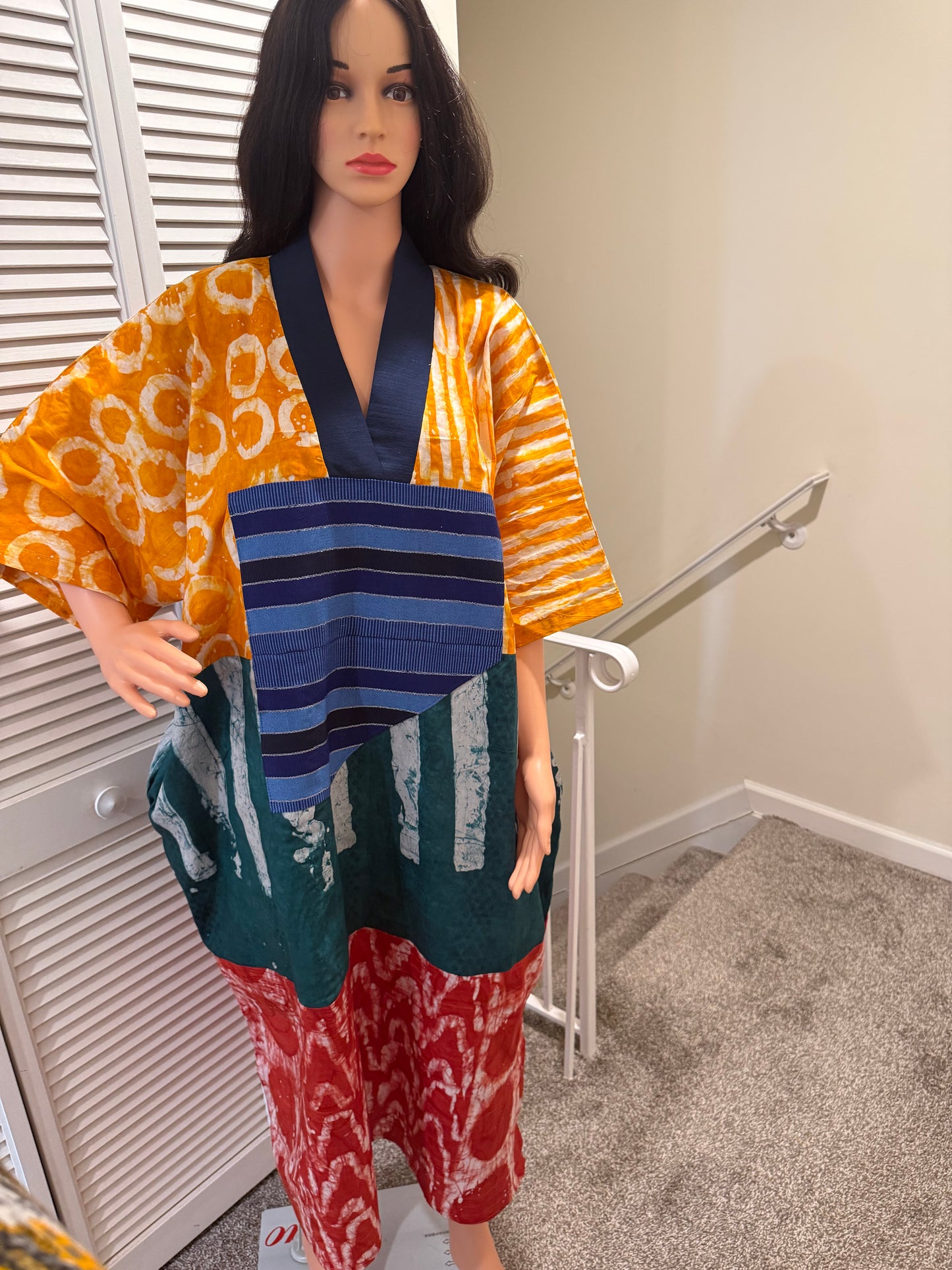 Adire Patchwork Kaftan Dress