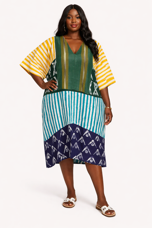 Tribe-Inspired Ankara Kaftan Dress – 100% Cotton