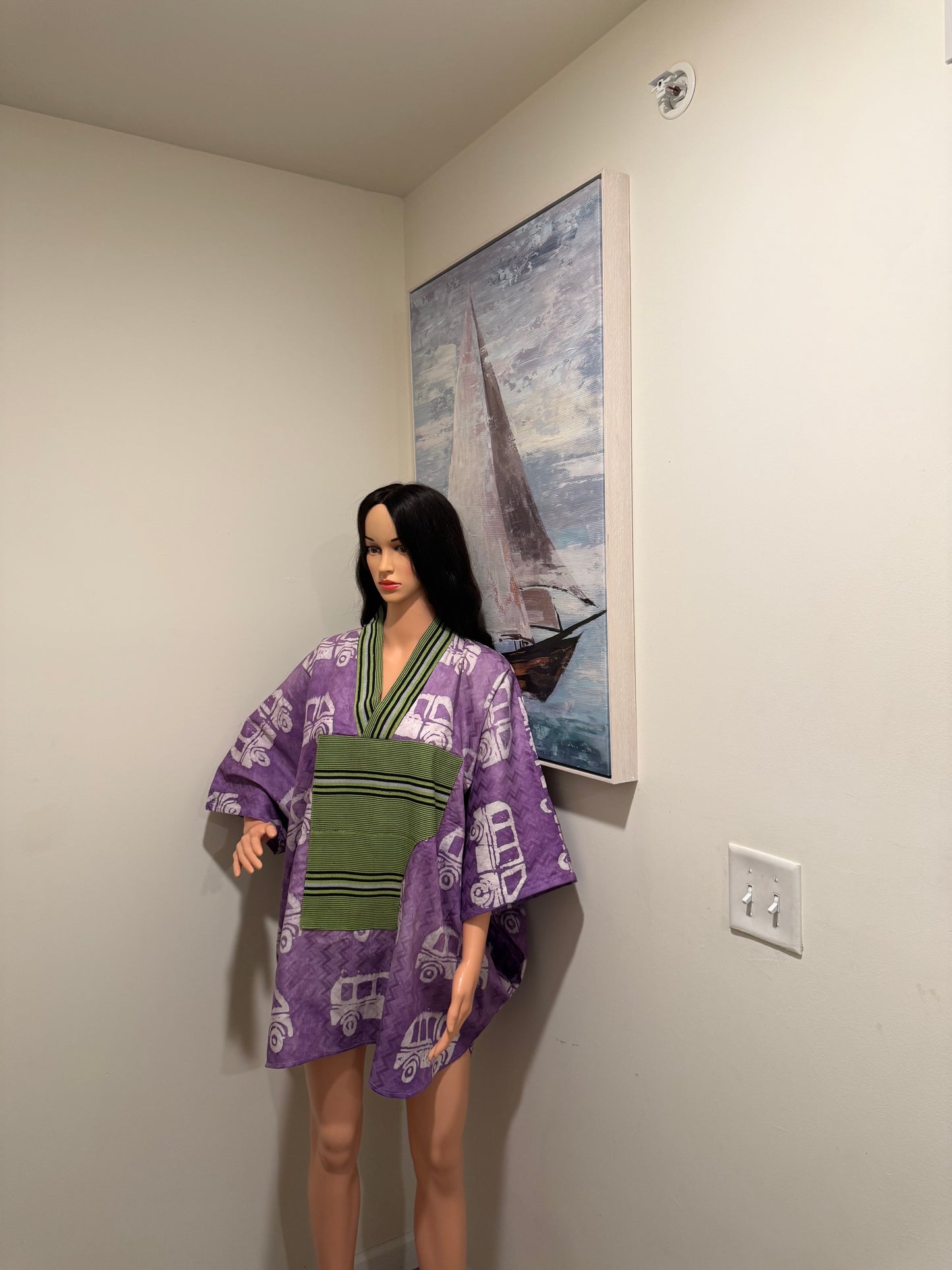 Adire & Aso Oke Oversized Mini Dress