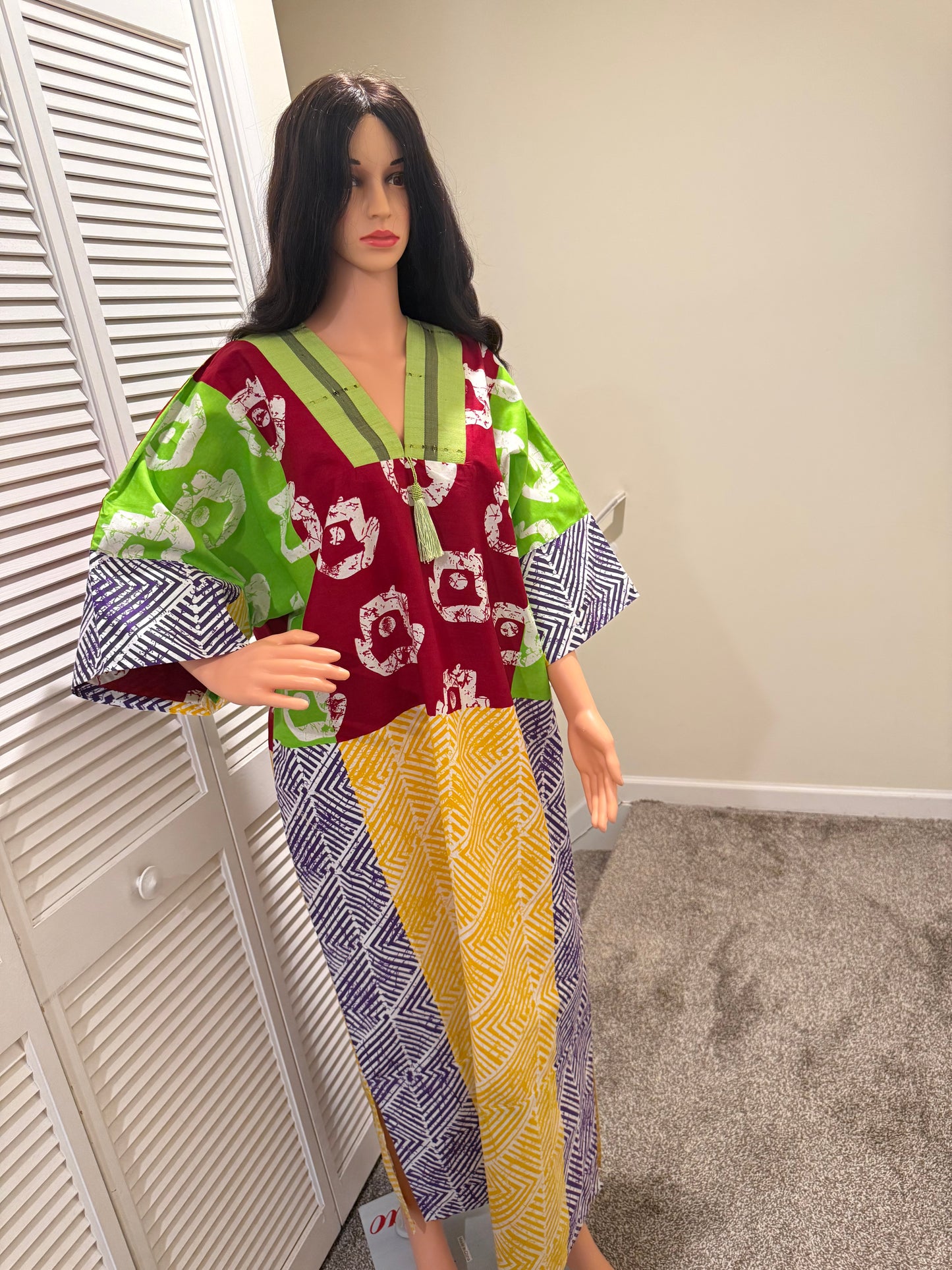Ankara Kaftan Dress | Asọ Òkè Neckline | Adire Print | Zayda RTW
