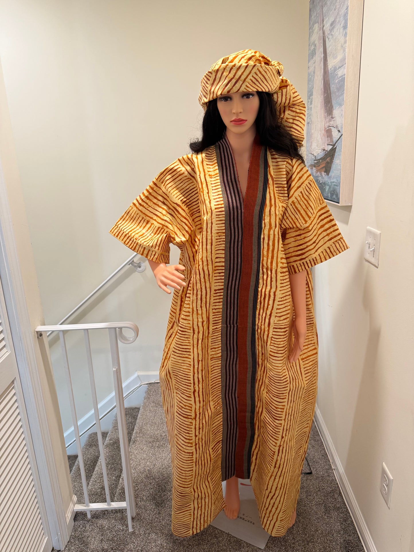 Handcrafted Adire Polish & Aso Oke Kaftan – One Size