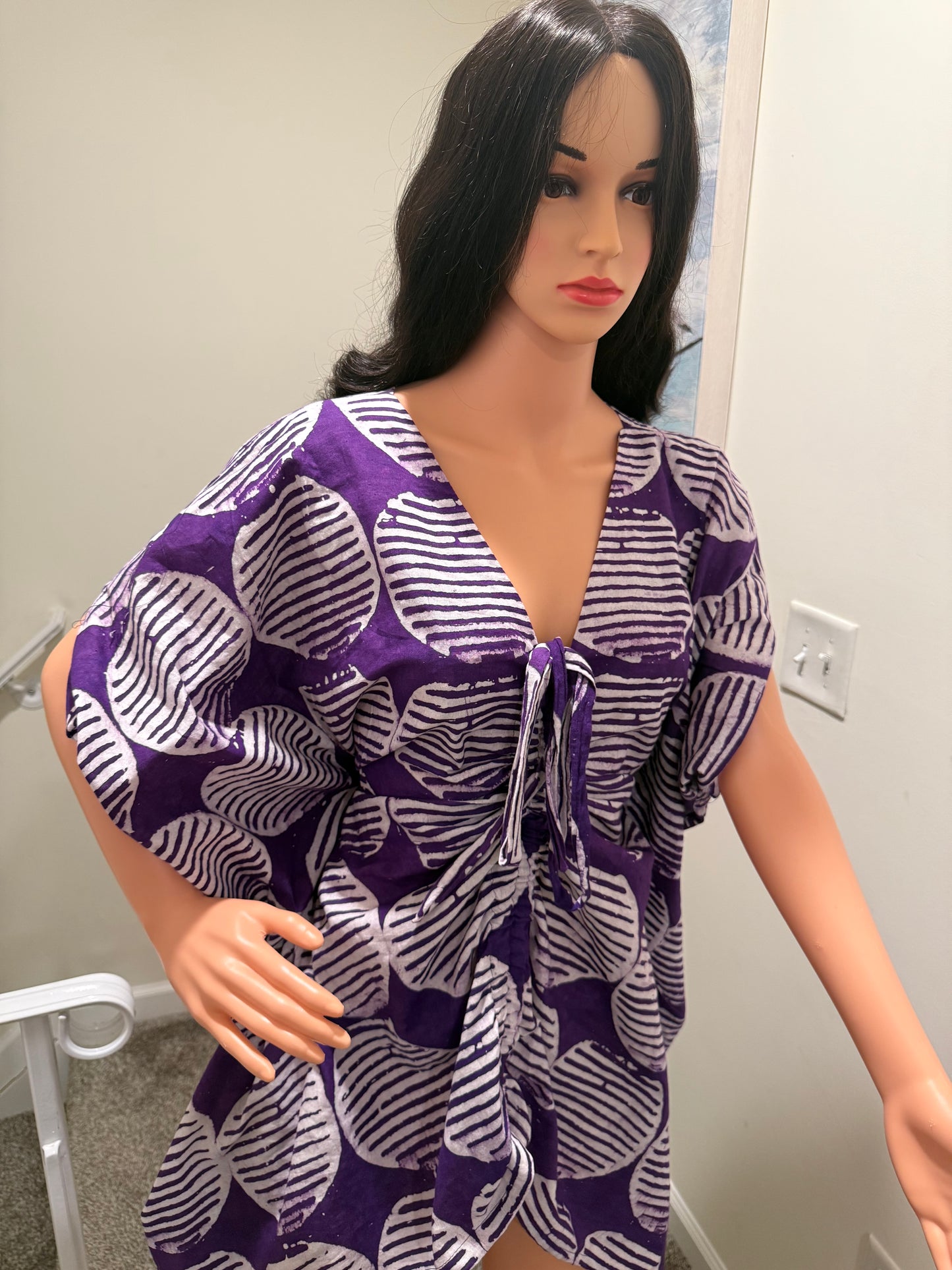 Purple Drawstring Kaftan Dress/Tunic – Adjustable Fit (S–XL)