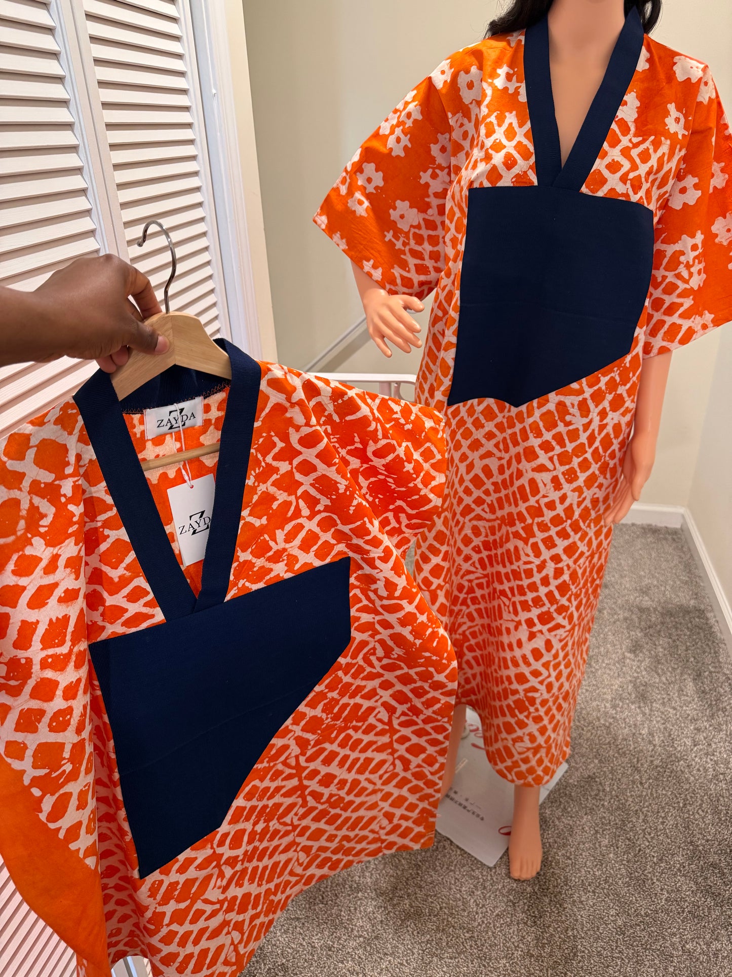 Adire Mini Bubu Dress with Asooke Neckline