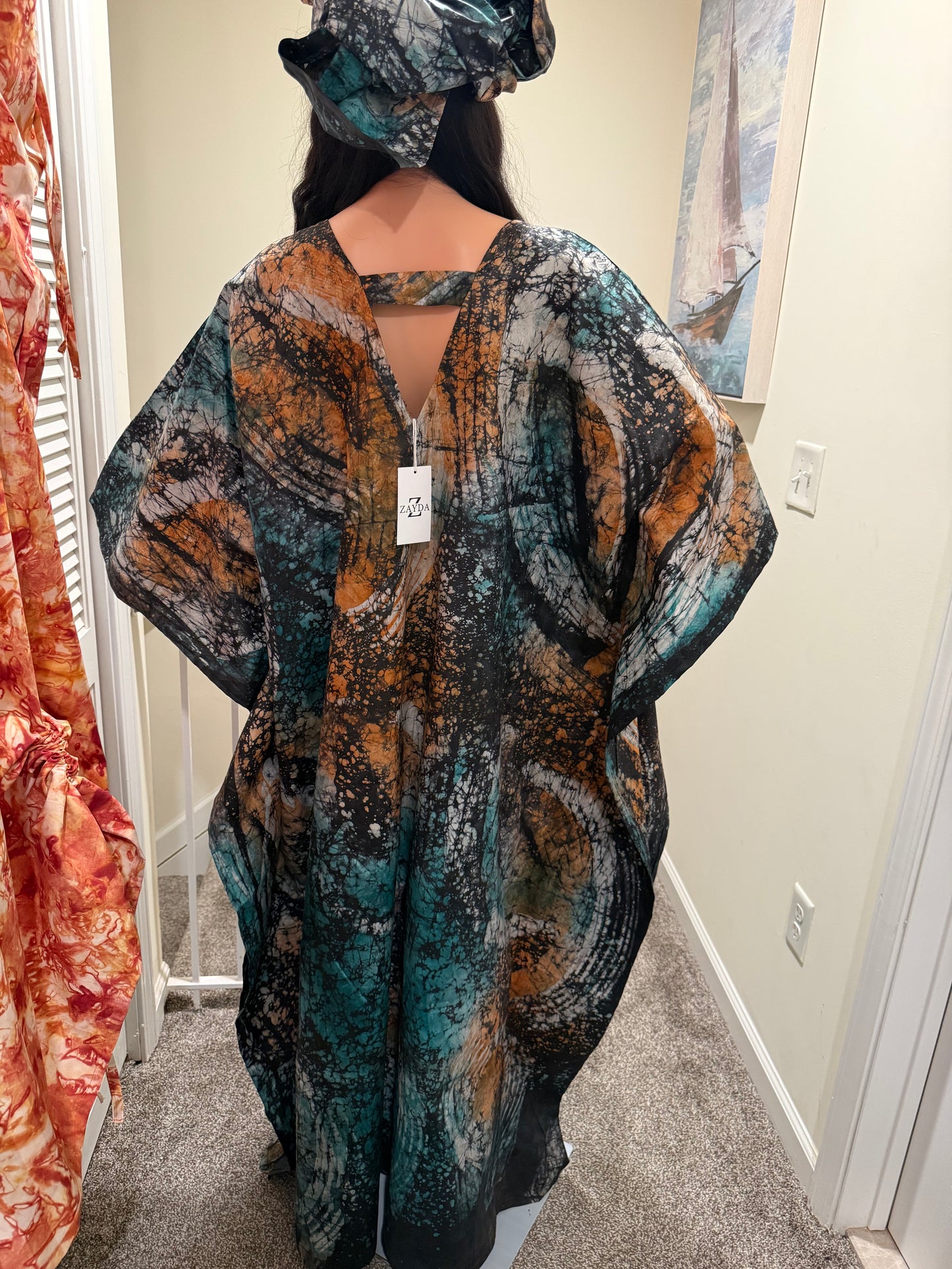Adire Kaftan with HeadScarf