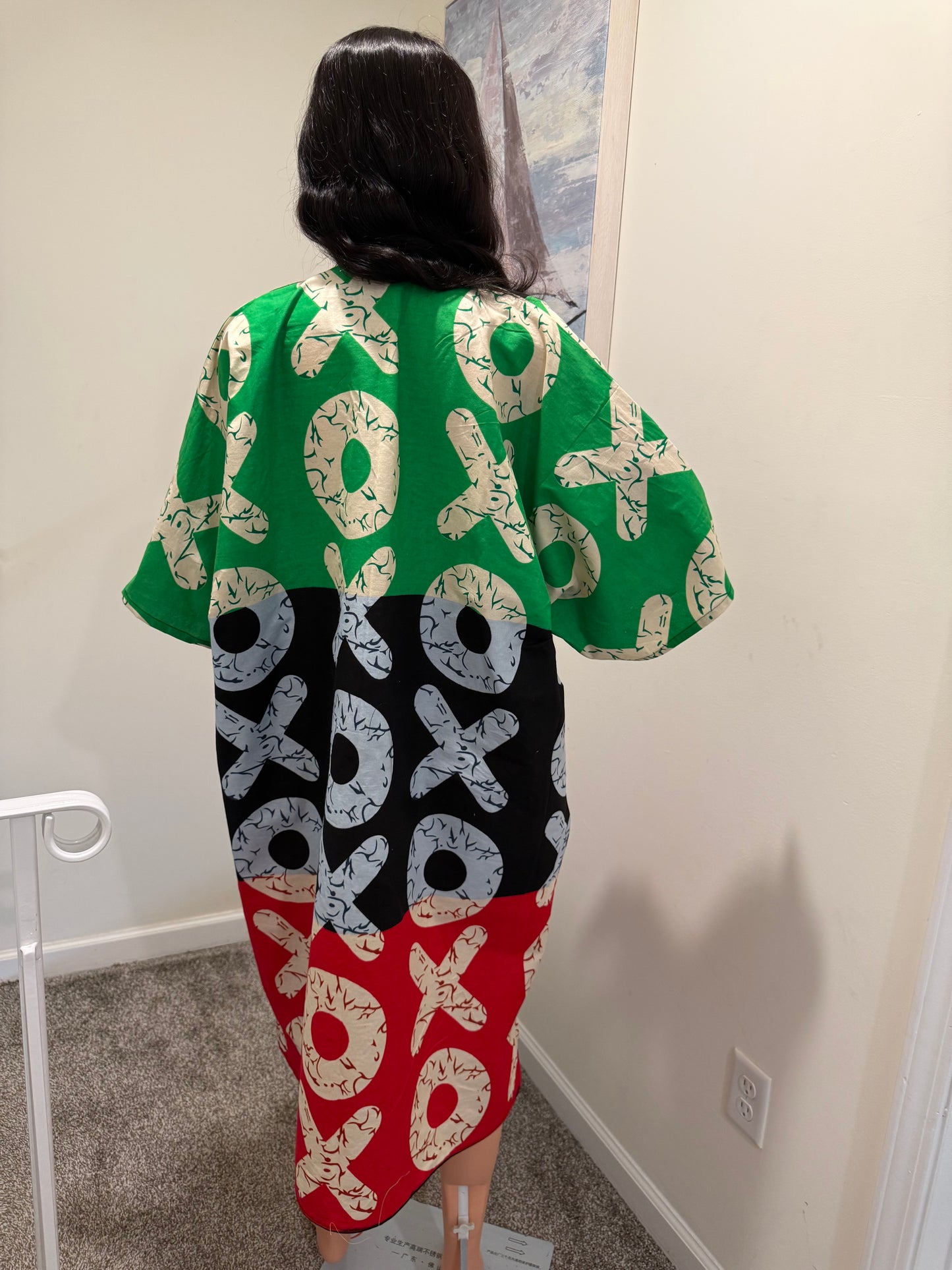 Classic Ankara Bubu Dress with Aso-Oke Neckline