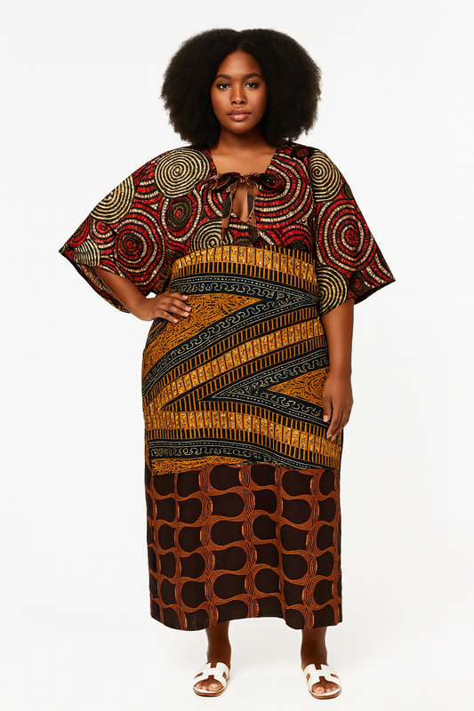 Mixed Ankara Statement Kaftan – One-of-a-Kind Details