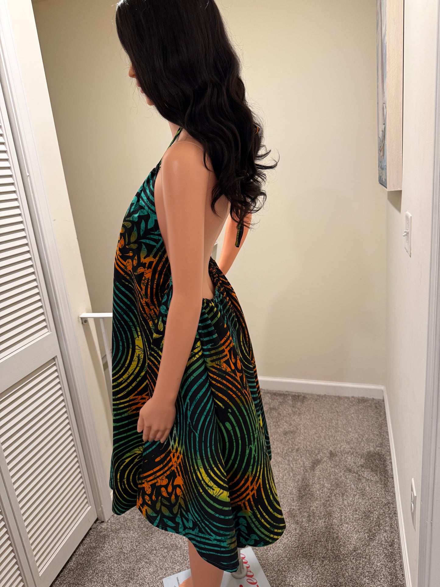 Marie Ankara Halter Flare Dress