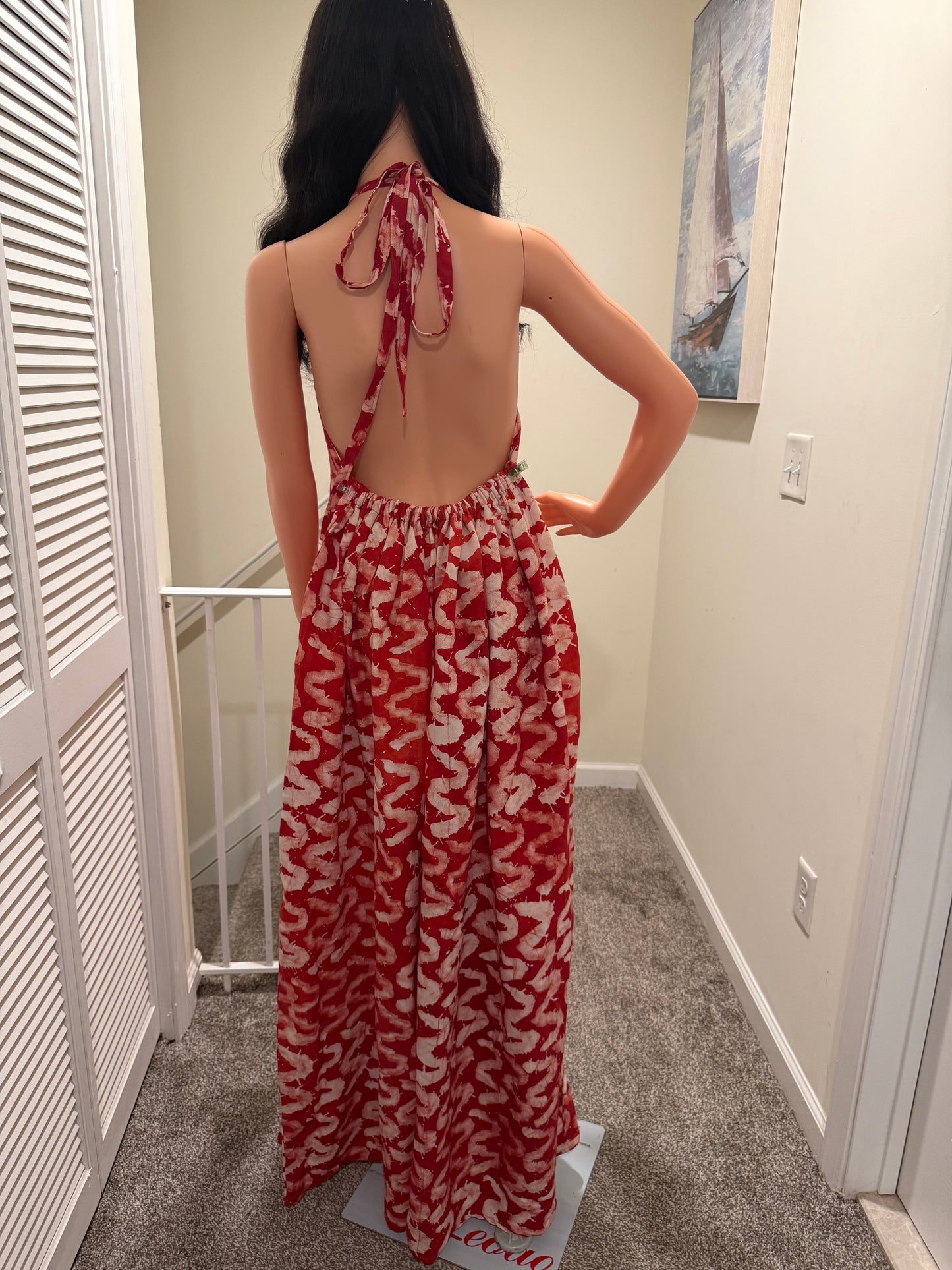 Adire Backless Maxi Dress