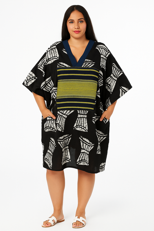 Hand Dyed Talking Drum Midi Dress