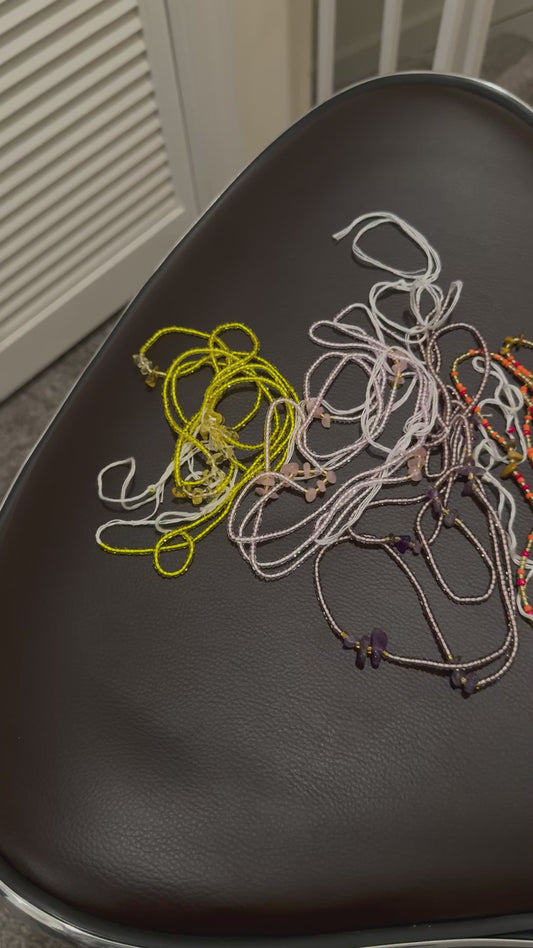 Handmade Tie-On African Waist Beads with Gemstone Accents