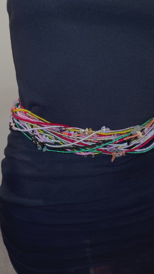 Handmade Tie-On African Waist Beads with Gemstone Accents