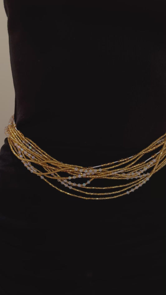 Gold and Crystal Tie-On Waist Beads